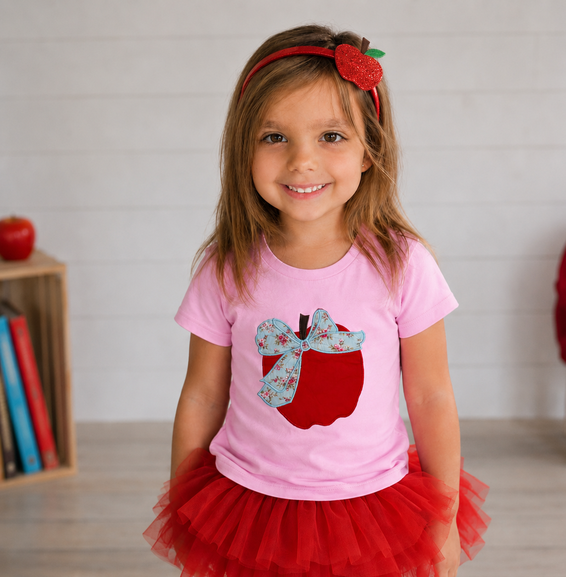 Applique Graphic Tee - Apple Blossom Bow Tee (Pre-order)