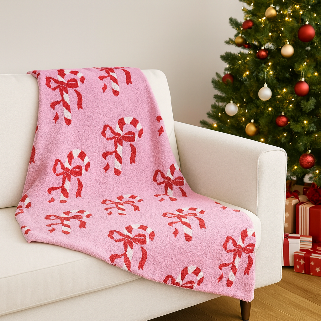Candy Cane Luxury Throw Blanket