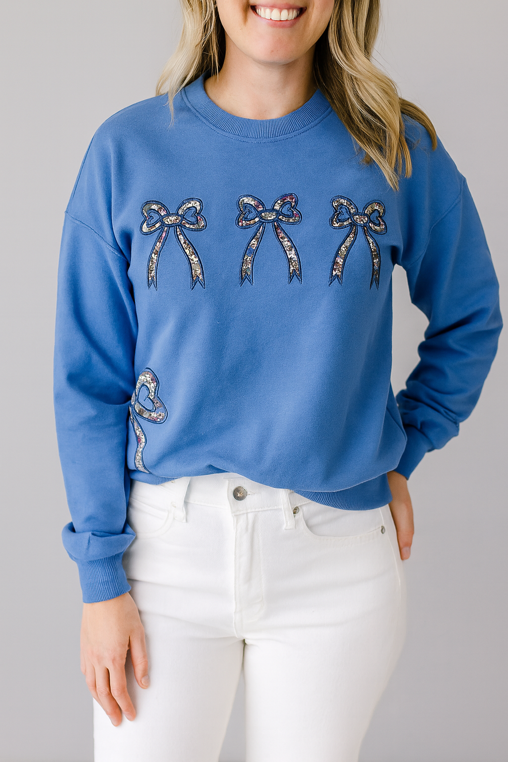 Women's Bow Applique Sweater- Violet Fields (Pre-Order)