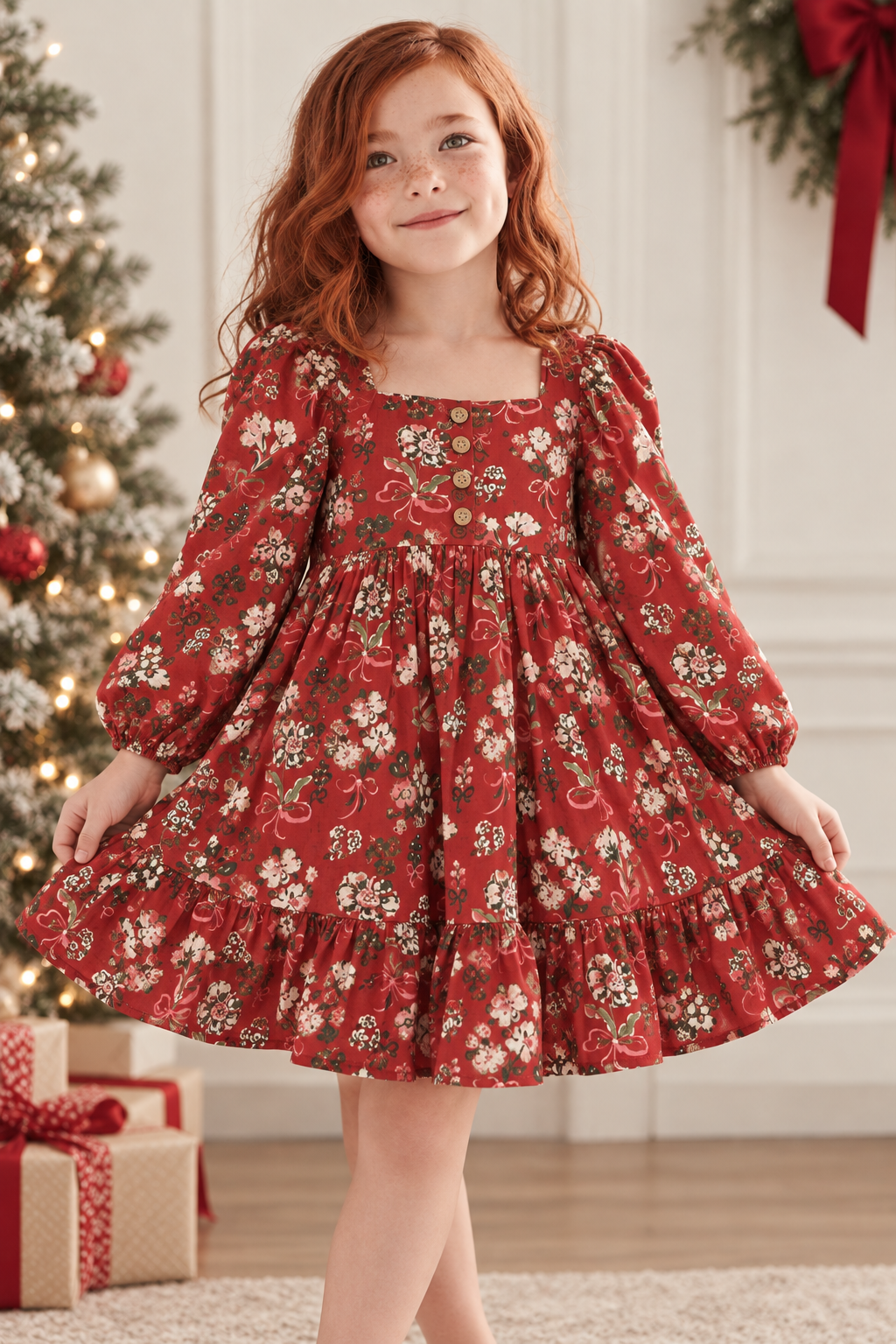 Puff Sleeve Gauze Dress - Merry Magnolia (Pre-Order ships end of October)