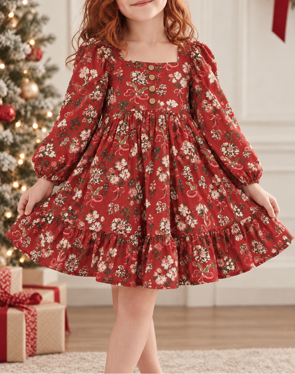 Puff Sleeve Gauze Dress - Merry Magnolia (Pre-Order ships end of October)
