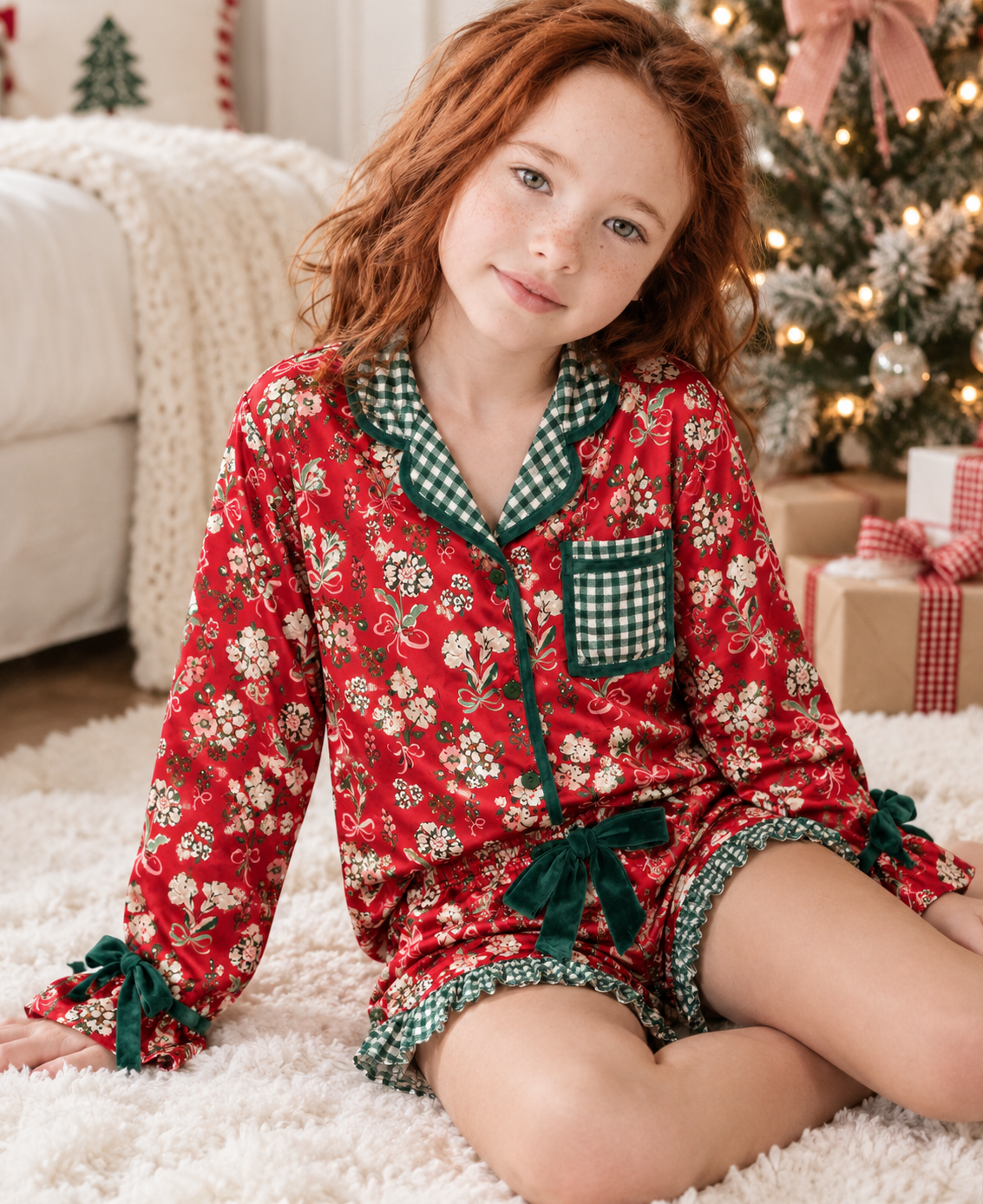 Satin Loungewear Set - Merry Magnolia (Pre-Order ships early November)