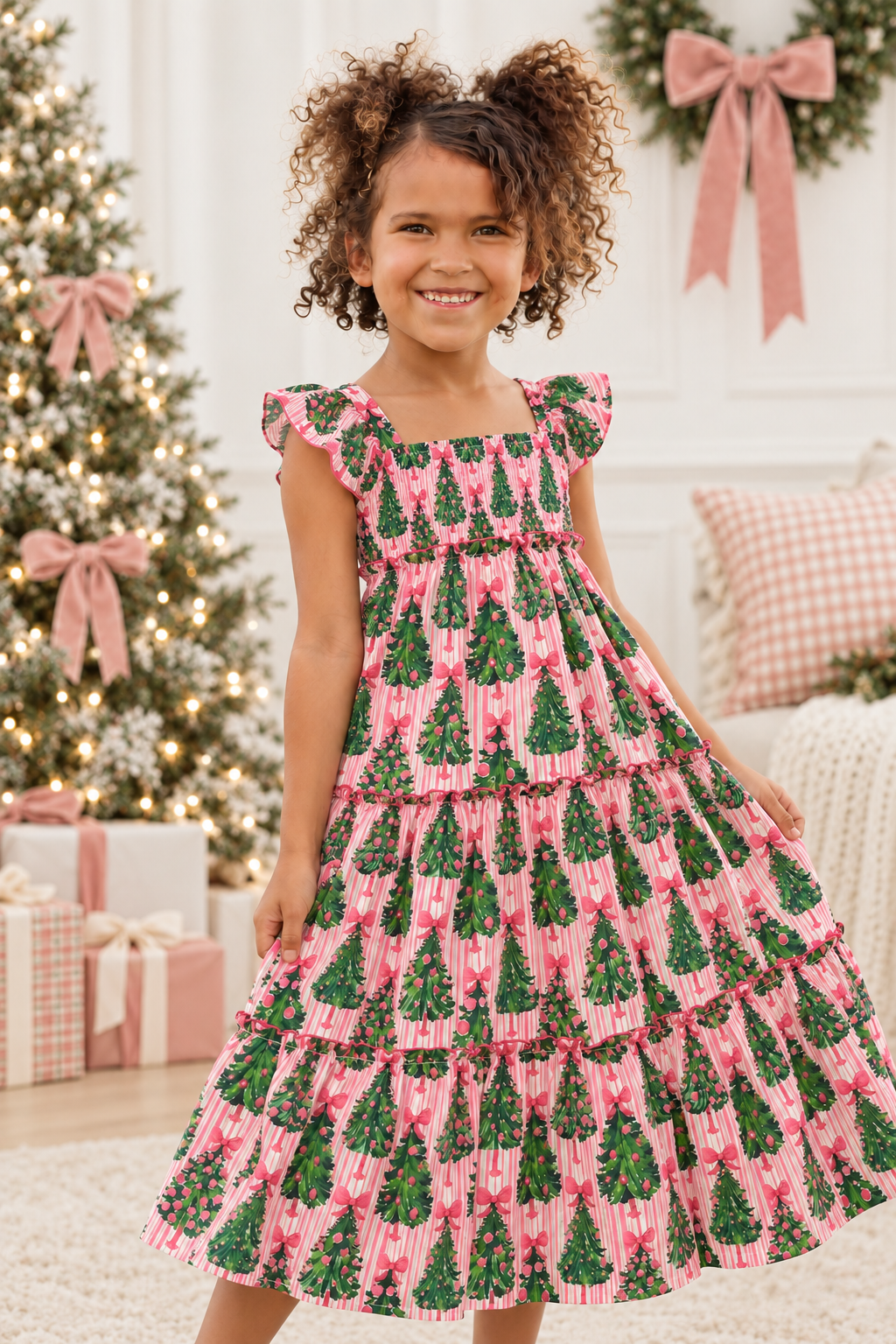 Fiona Maxi Dress - Merry Pink Pines (Pre-Order ships Nov)