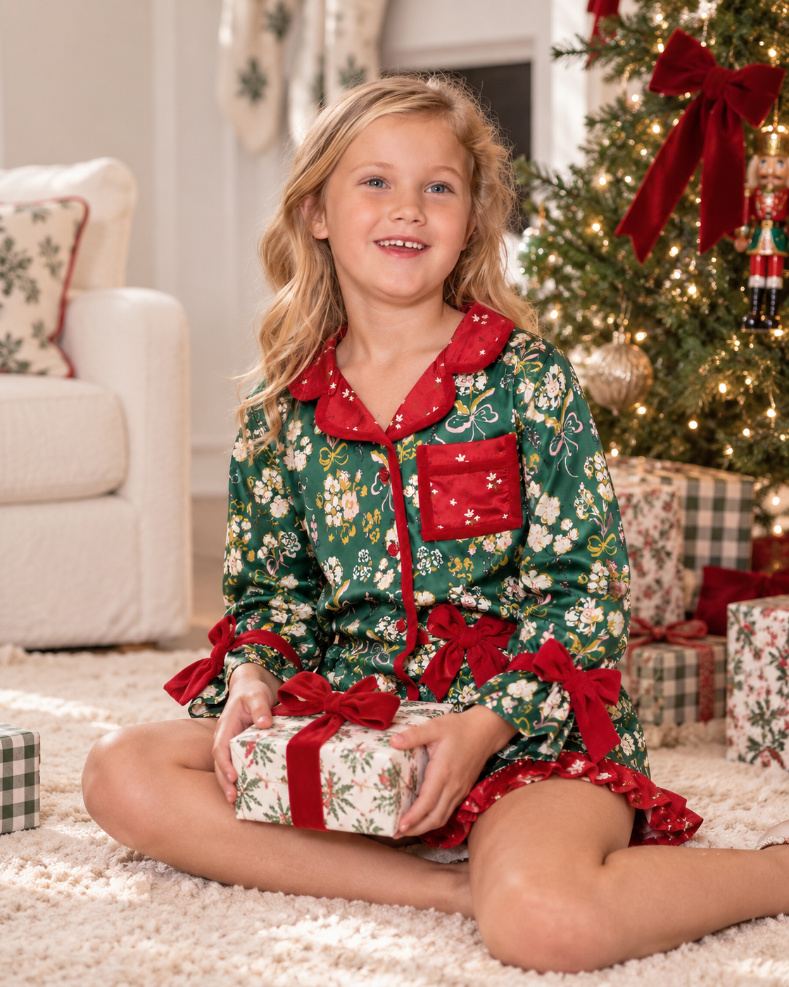 Satin Loungewear Set - Mistletoe Manor (Pre-Order ships early November)
