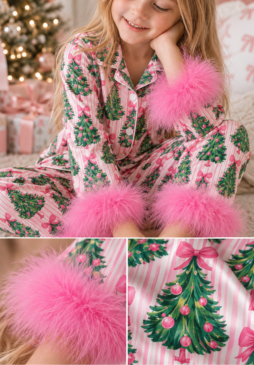 Feather Loungewear Set - Merry Pink Pines (Pre-Order ships end of October)