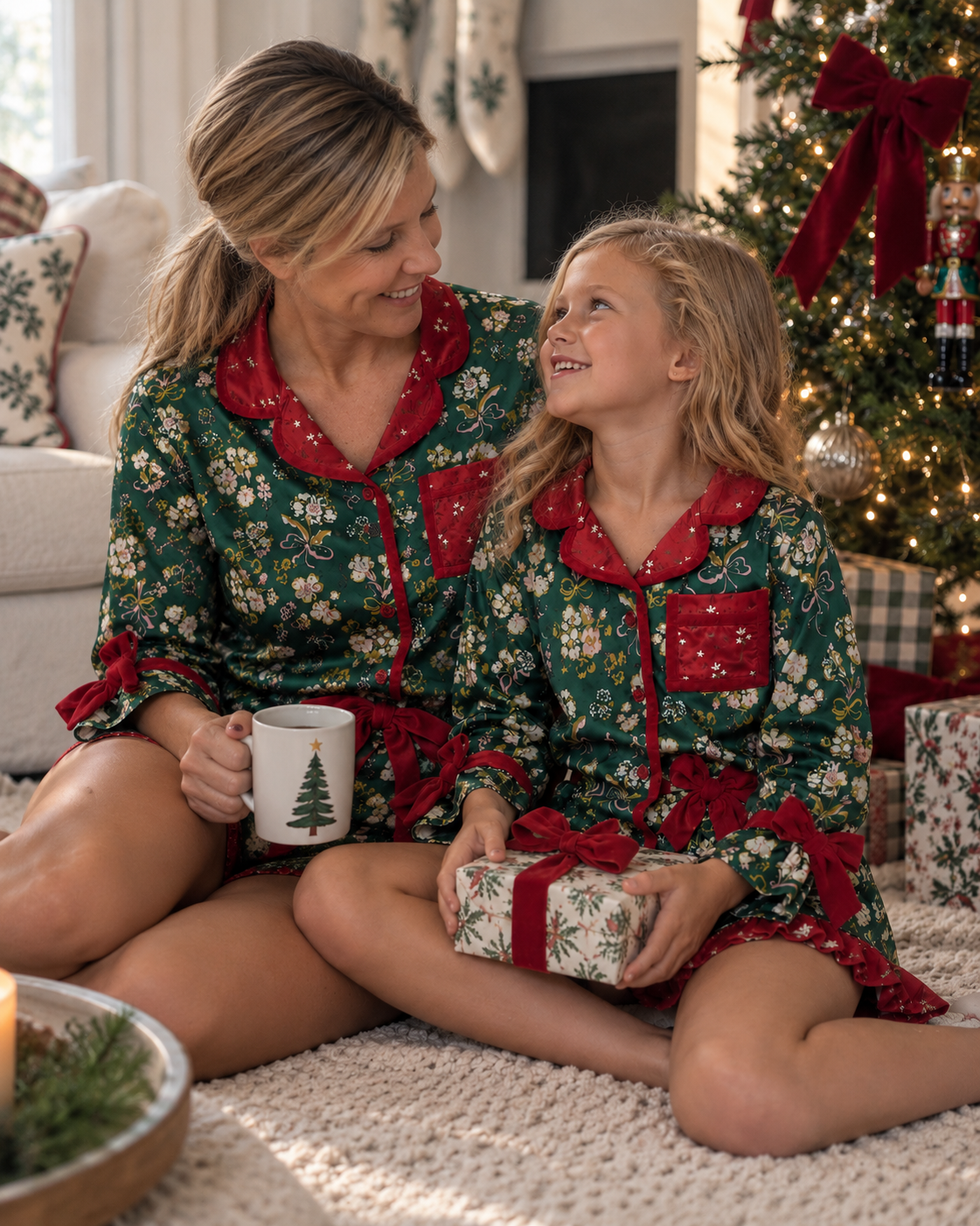 Satin Loungewear Set - Mistletoe Manor (Pre-Order ships early November)