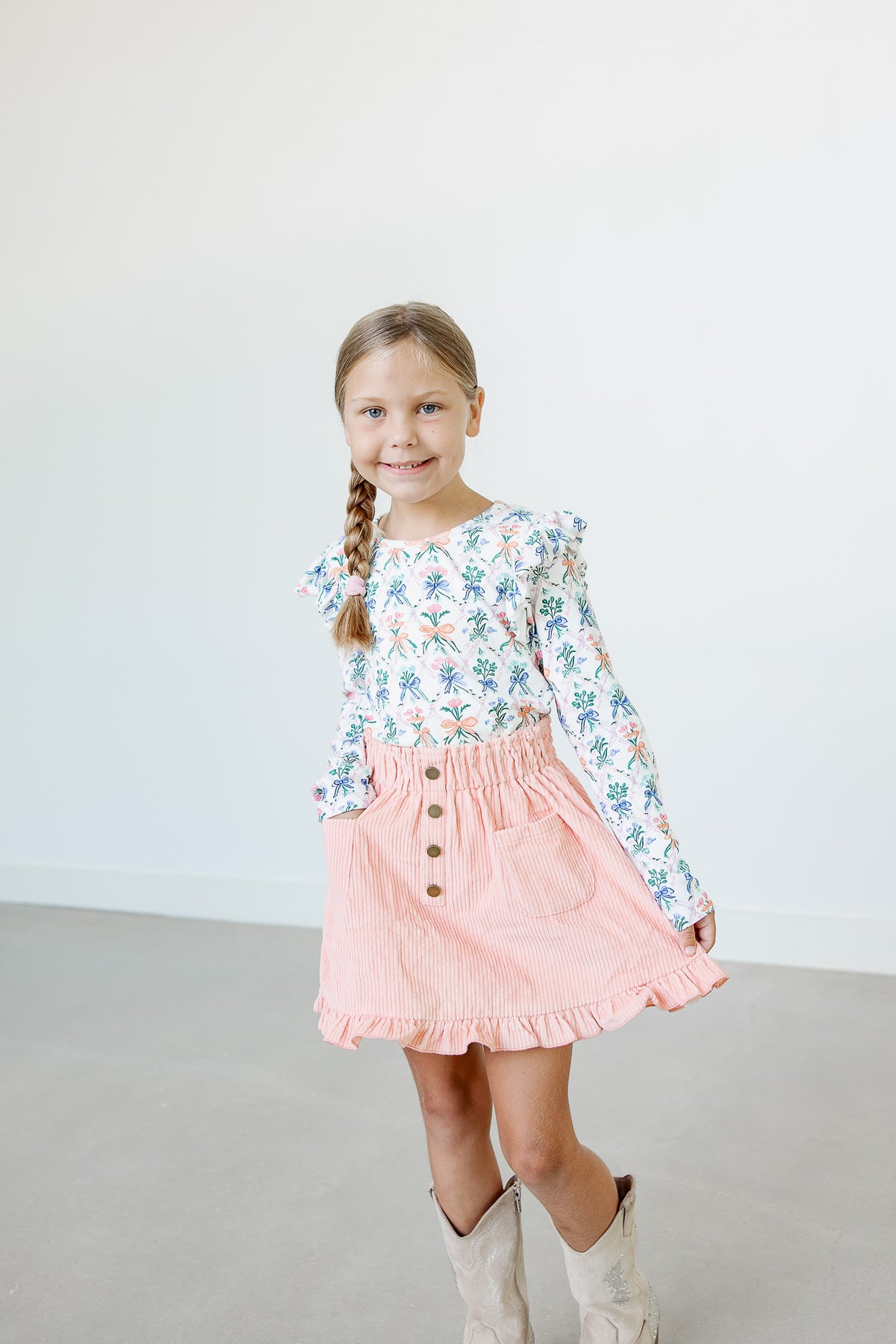 Vienna Corduroy Skirt - Ribboned Wildflowers