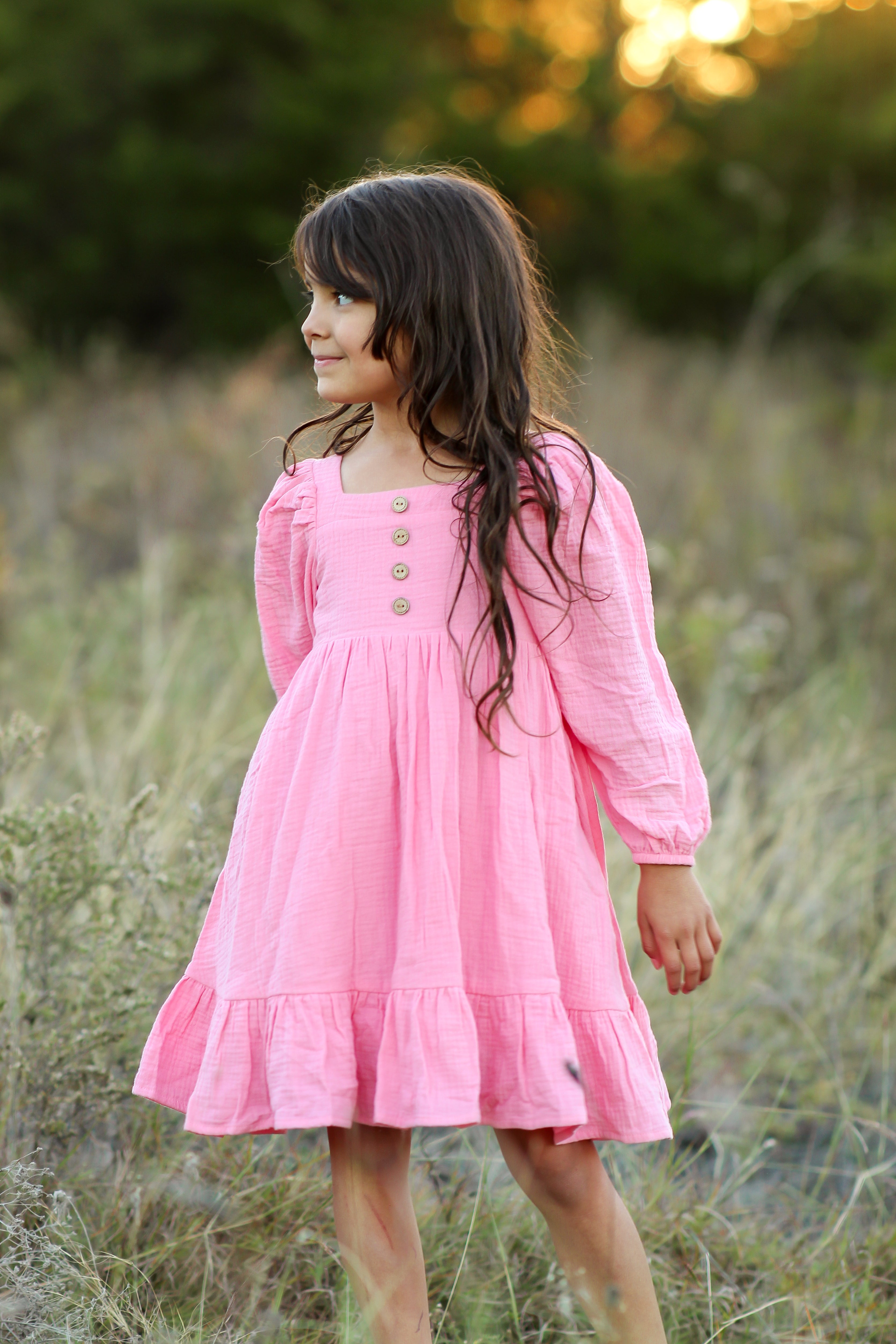 Puff Sleeve Gauze Dress - Rose