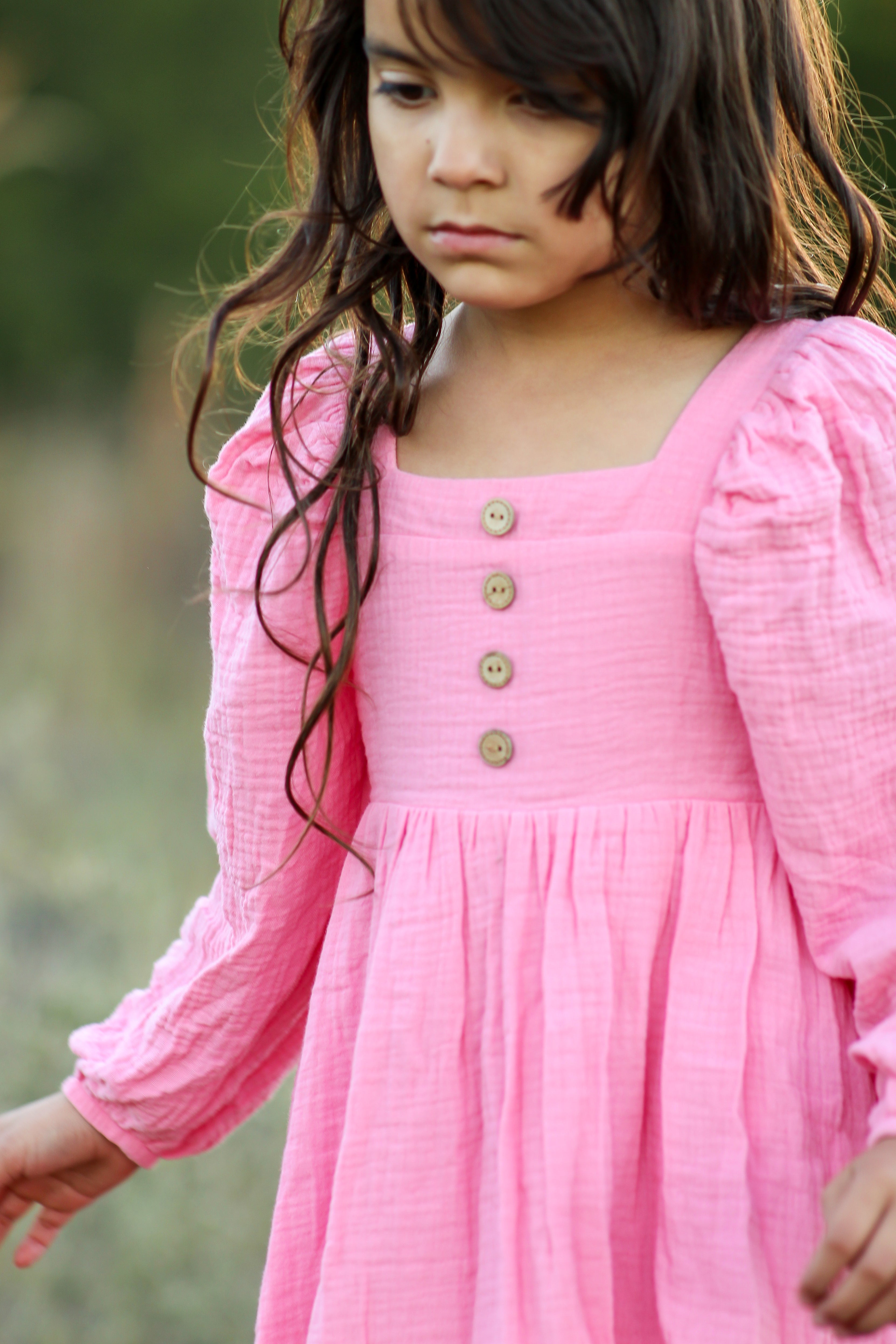 Puff Sleeve Gauze Dress - Rose