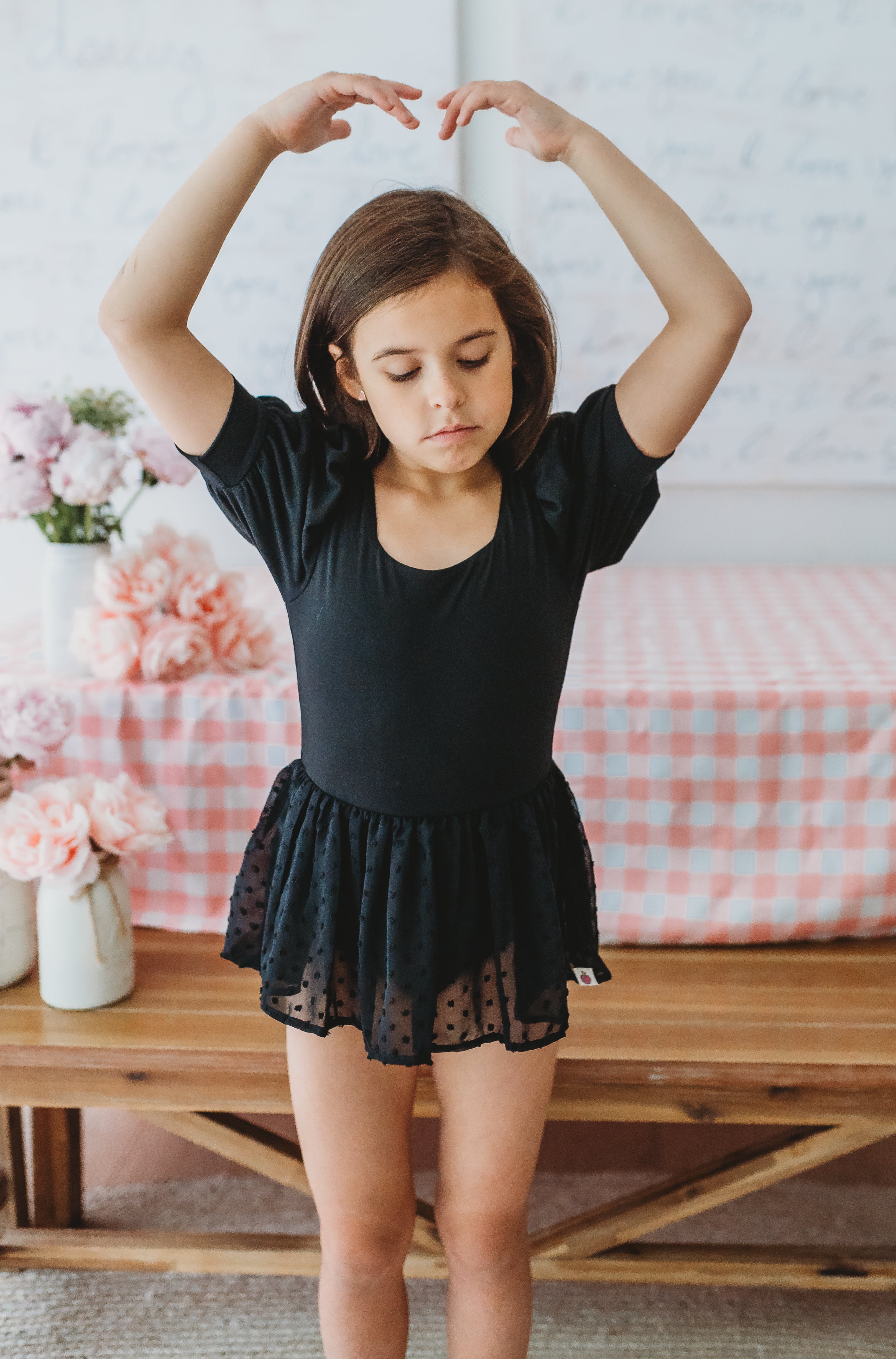 Puff Sleeve Skirted Leotard - Noir Nights