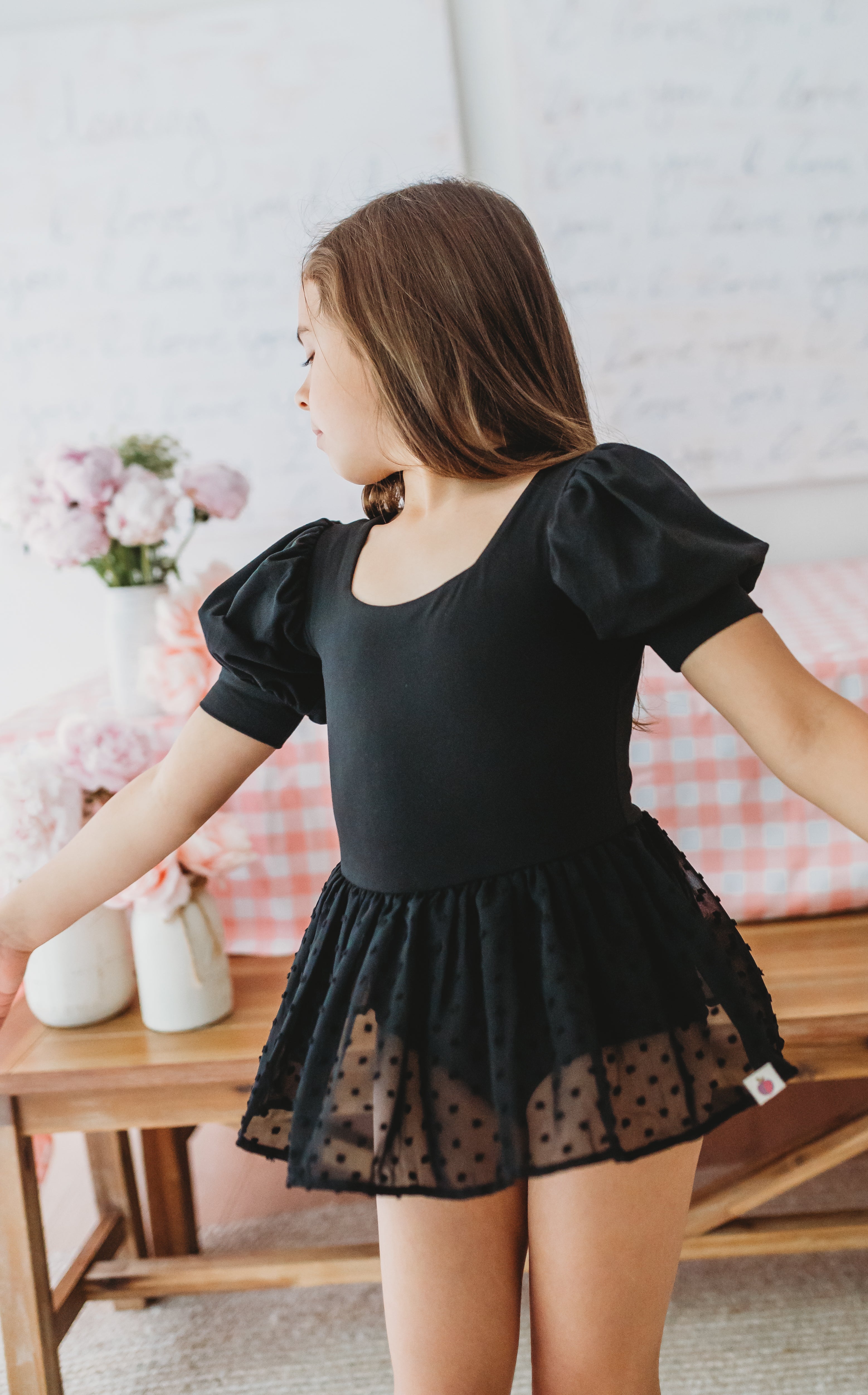 Puff Sleeve Skirted Leotard - Noir Nights