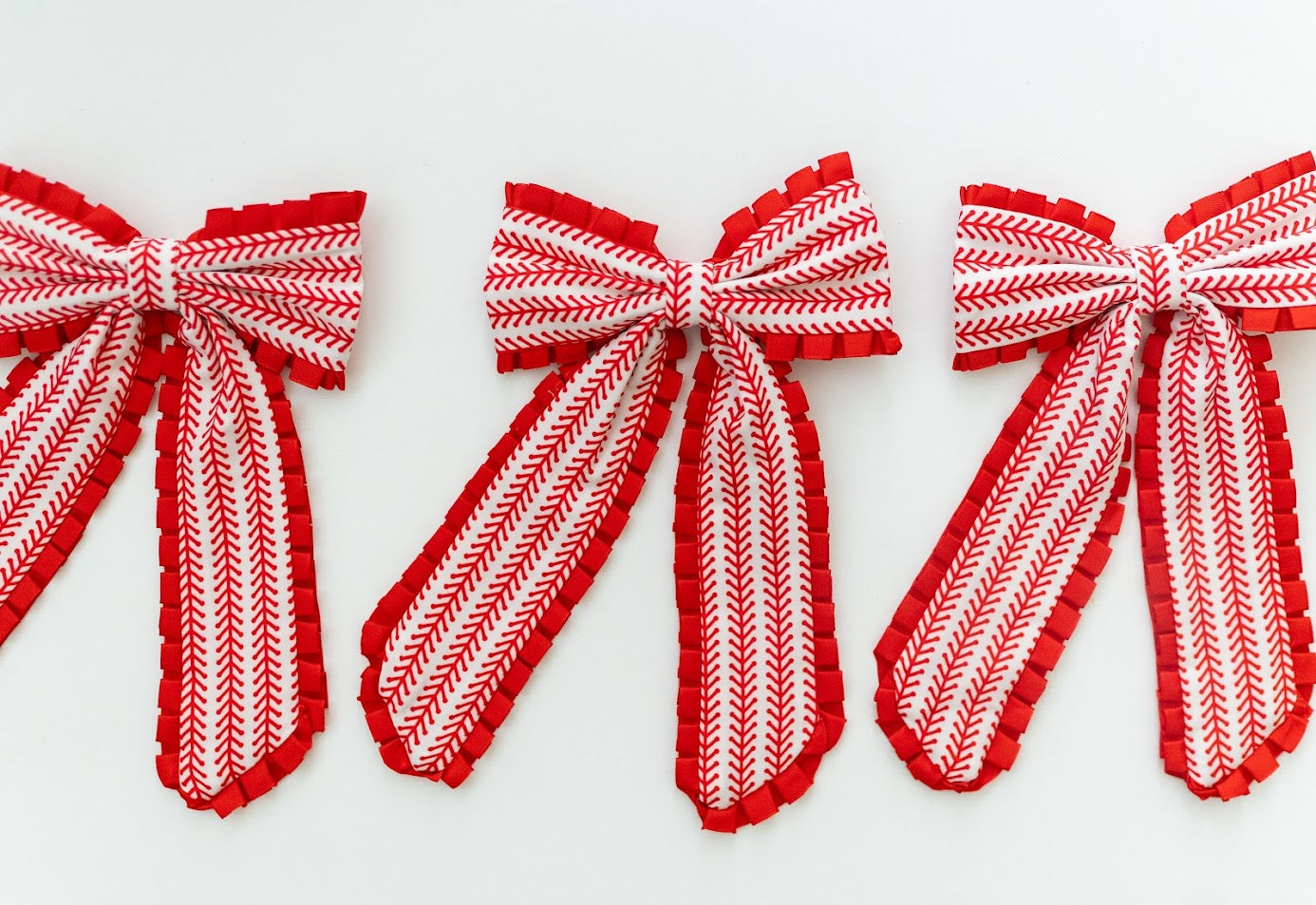 Ruffle Trim Hair Bow - Game Day Glam