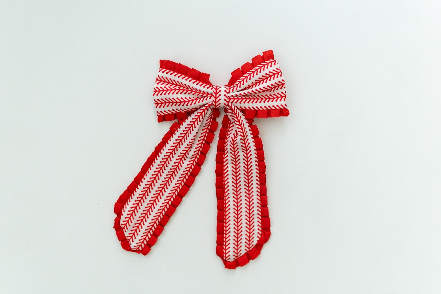 Ruffle Trim Hair Bow - Game Day Glam