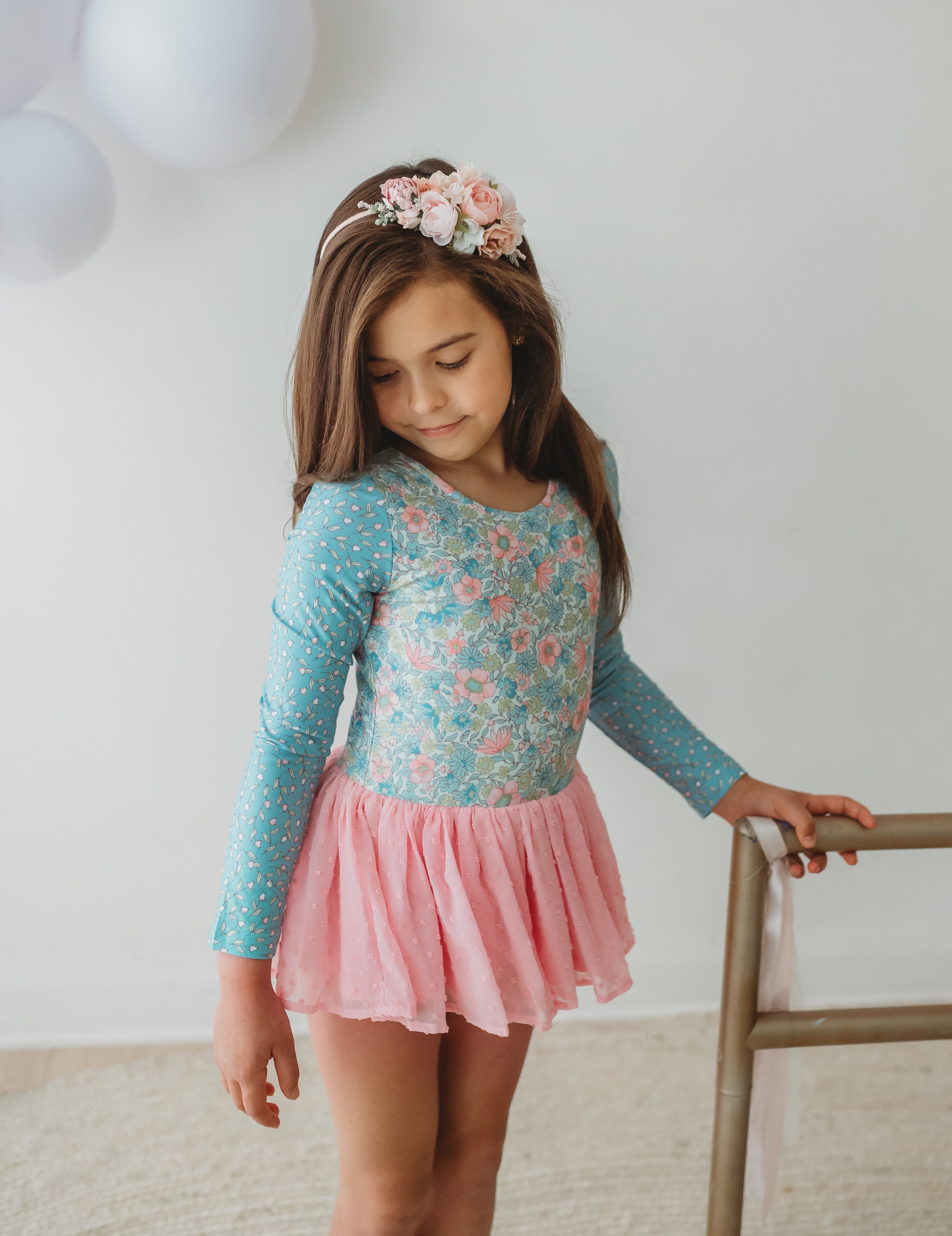 Farrah Leotard - Rose Water Blossom (Long Sleeve)