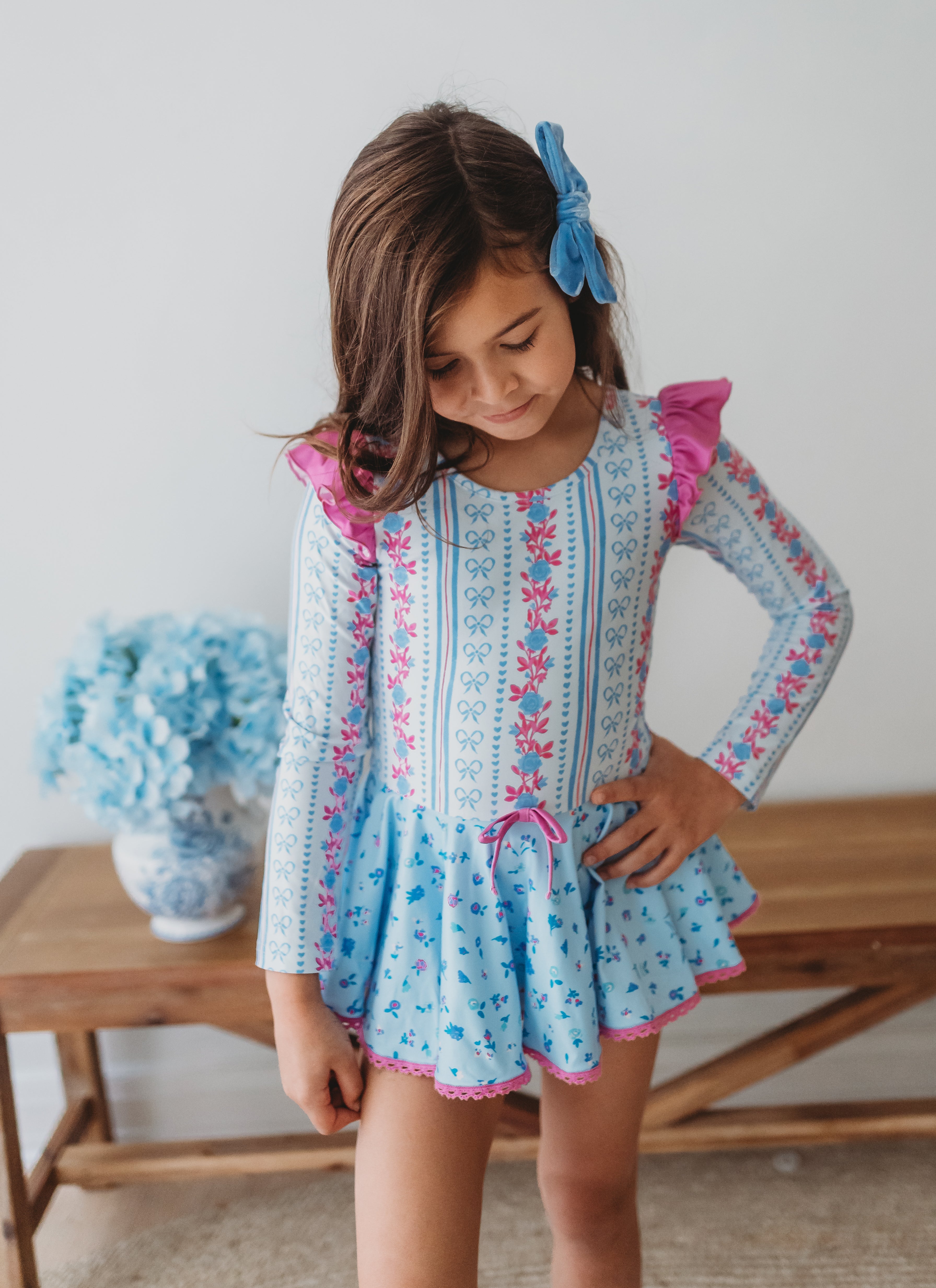 Farrah Leotard - Rosé Ribbon Luxe (Long Sleeve)