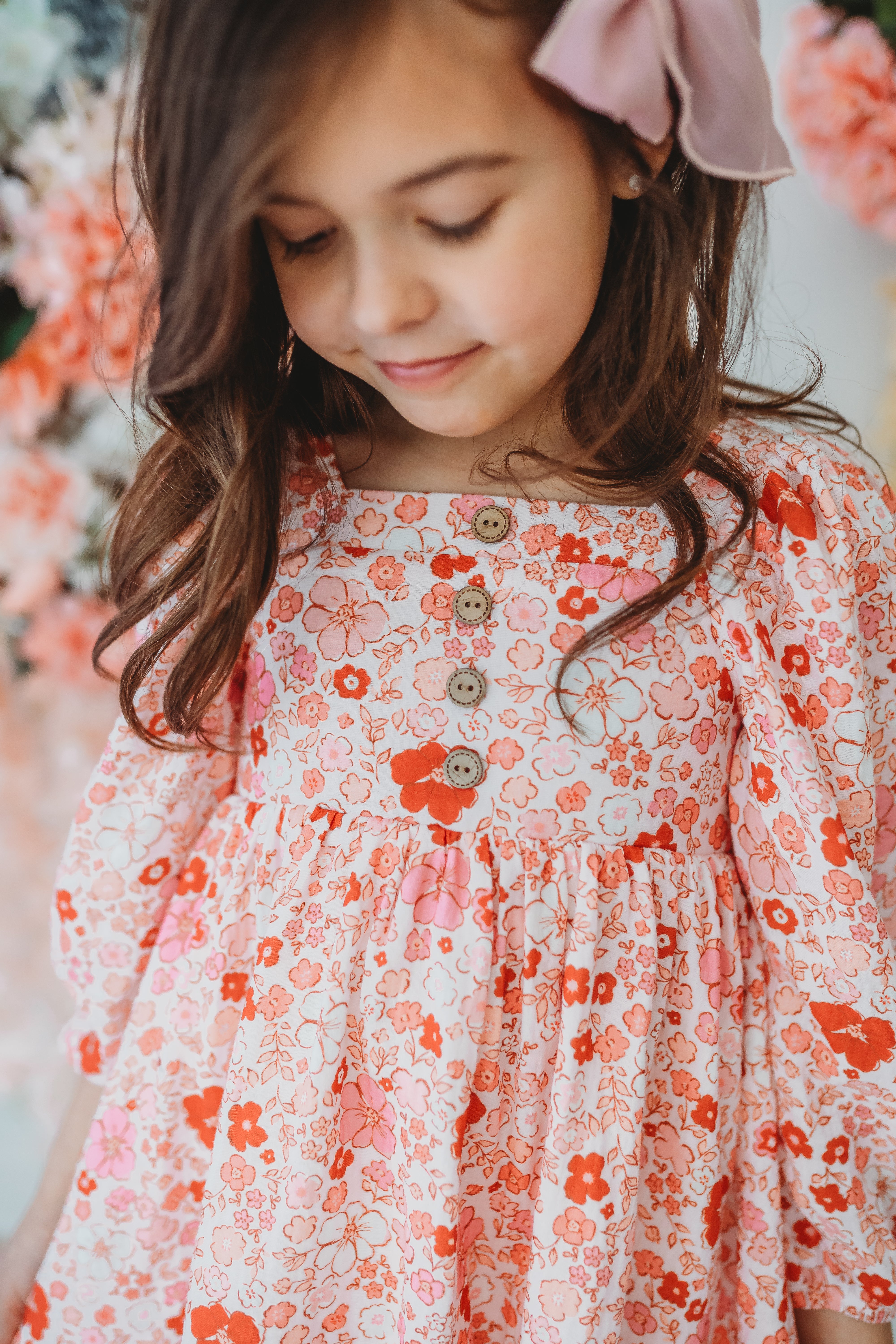 Puff Sleeve Gauze Dress - Garden Of Love
