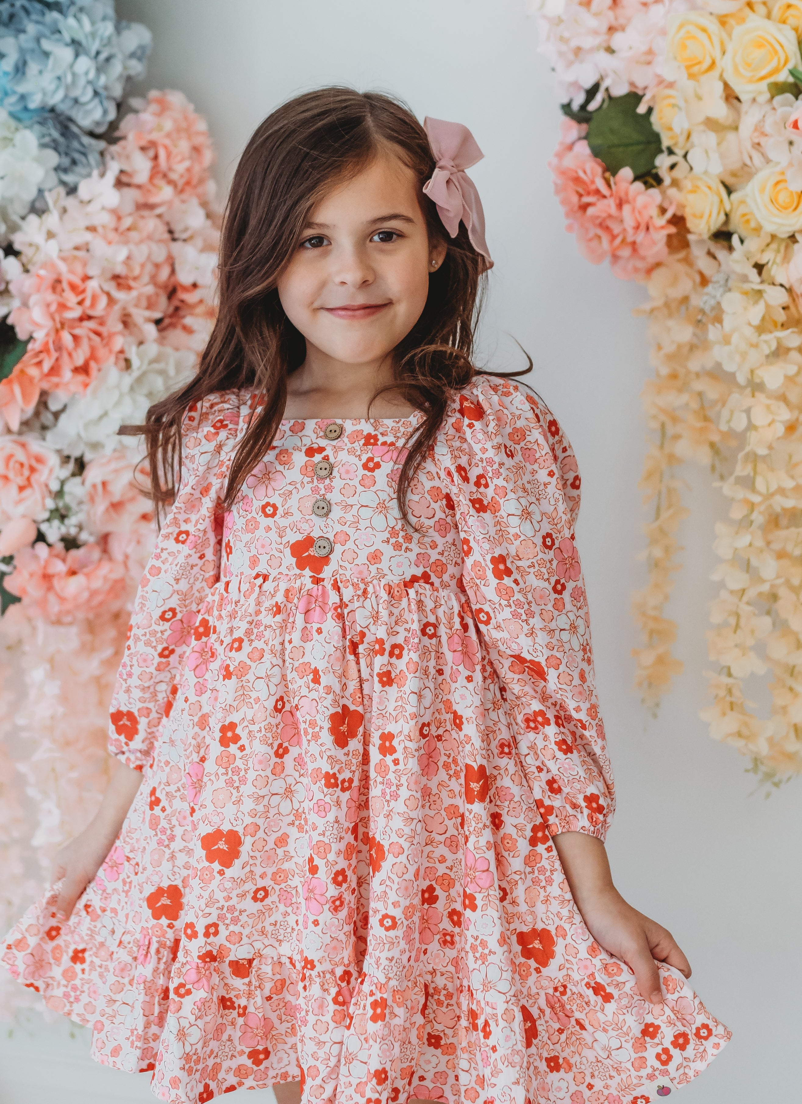 Puff Sleeve Gauze Dress - Garden Of Love