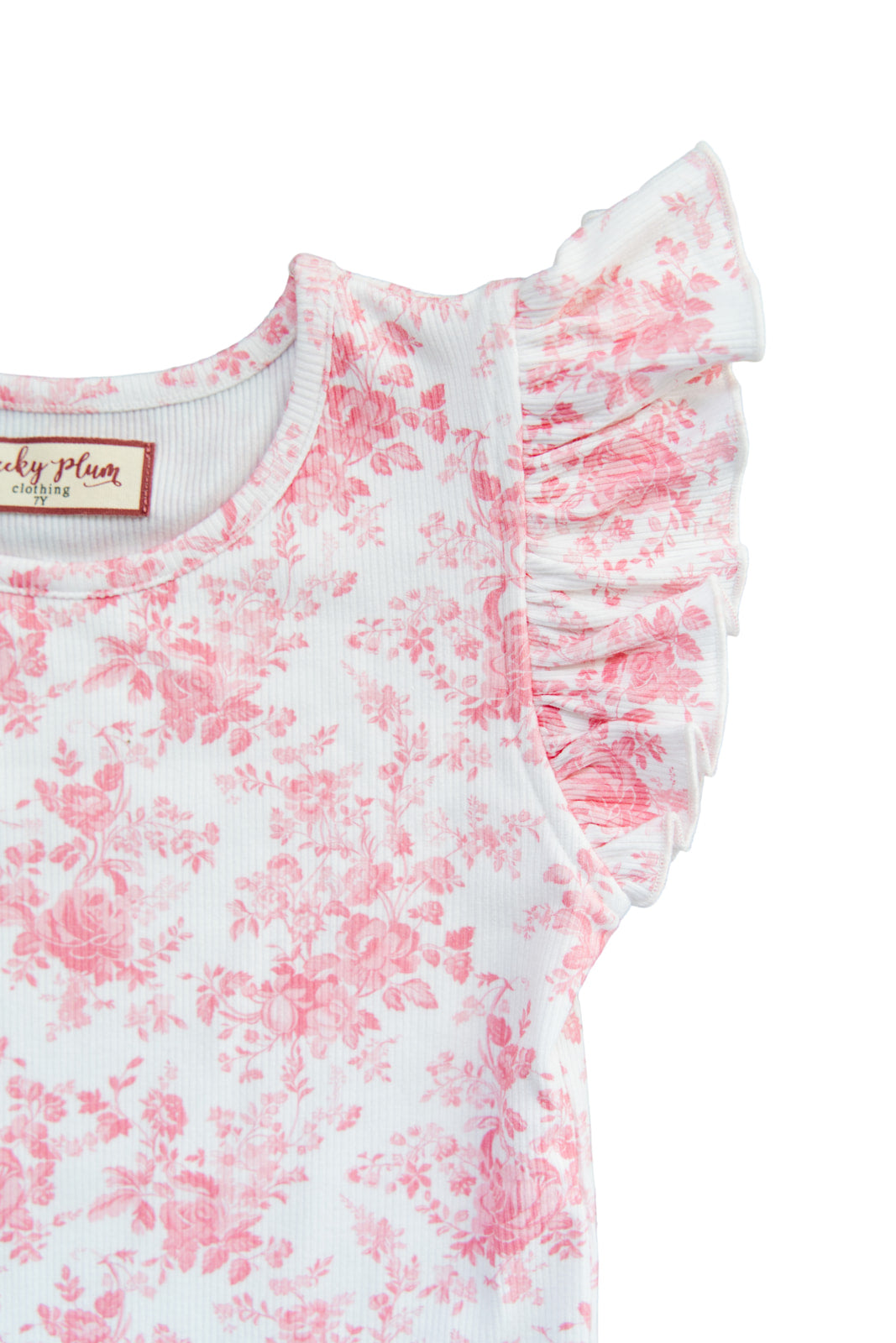 Ribbed Ruffle Top - Toile de Rose (Pre-Order)
