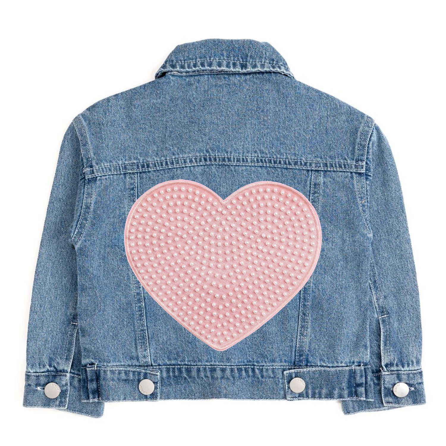 Sweet Wink Denim Jacket - Pearl Heart Patch