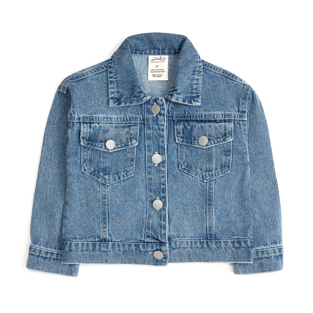 Sweet Wink Denim Jacket - Pearl Heart Patch
