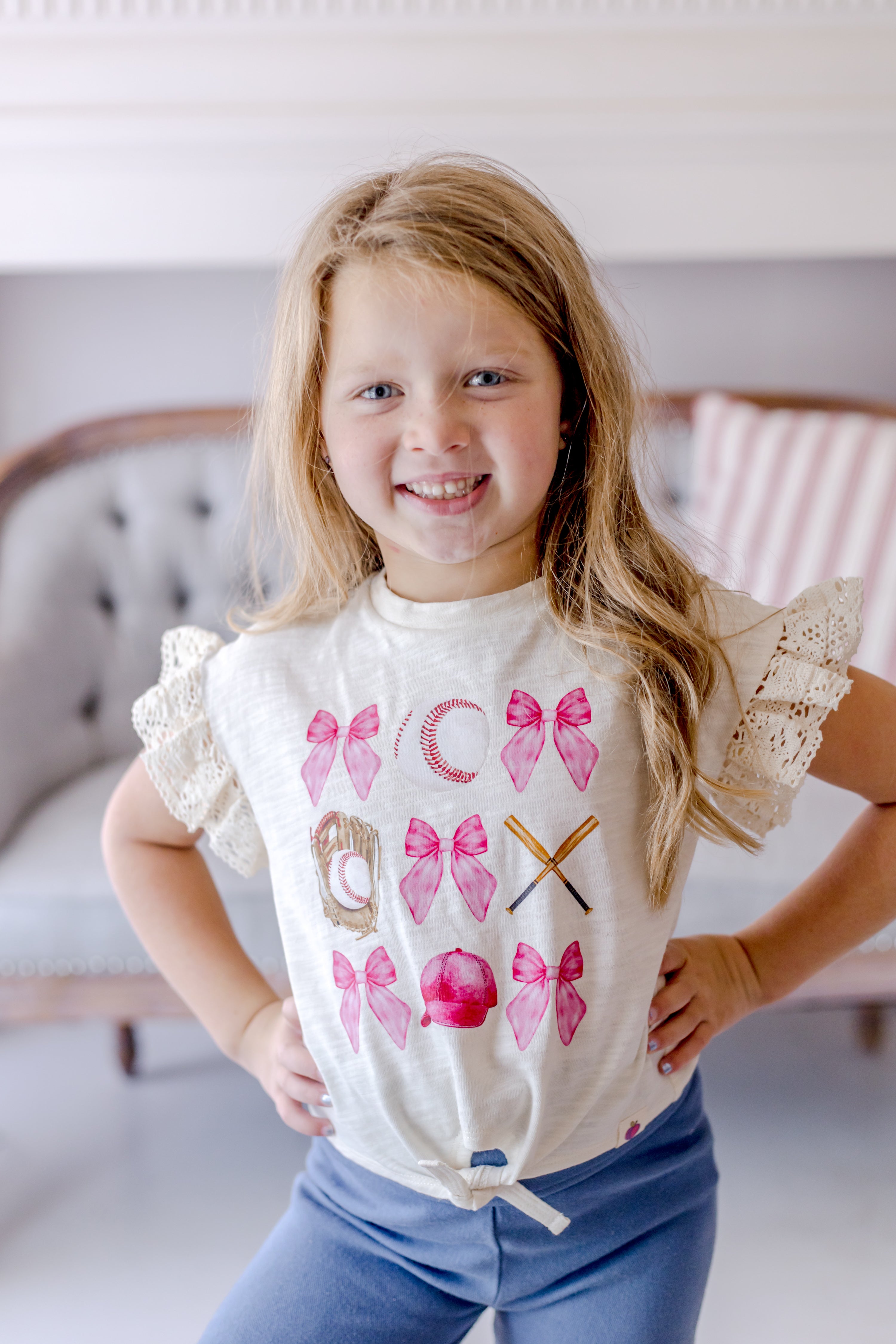 Vintage Eyelet Ruffle Tee - Homerun Honey