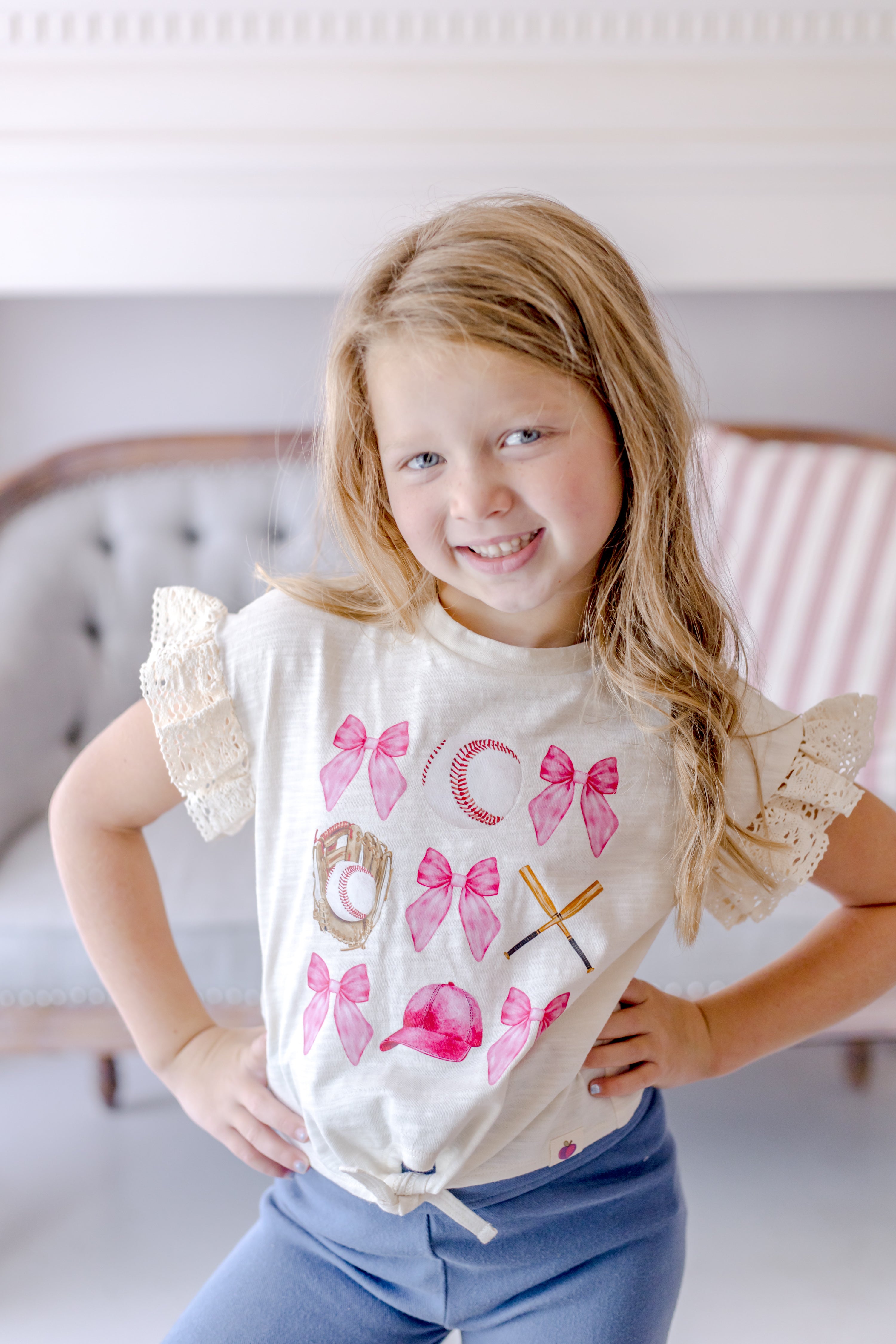 Vintage Eyelet Ruffle Tee - Homerun Honey