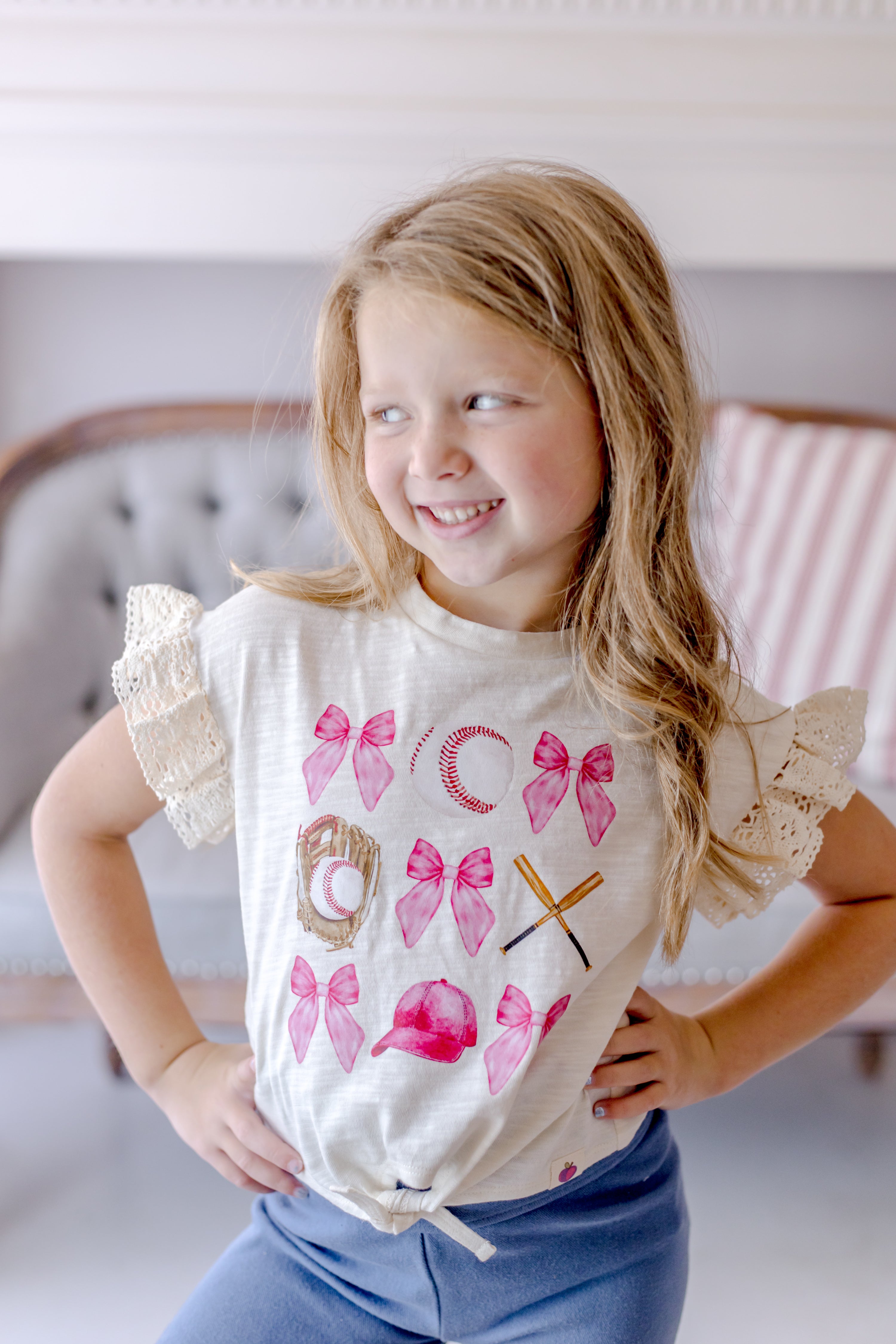 Vintage Eyelet Ruffle Tee - Homerun Honey