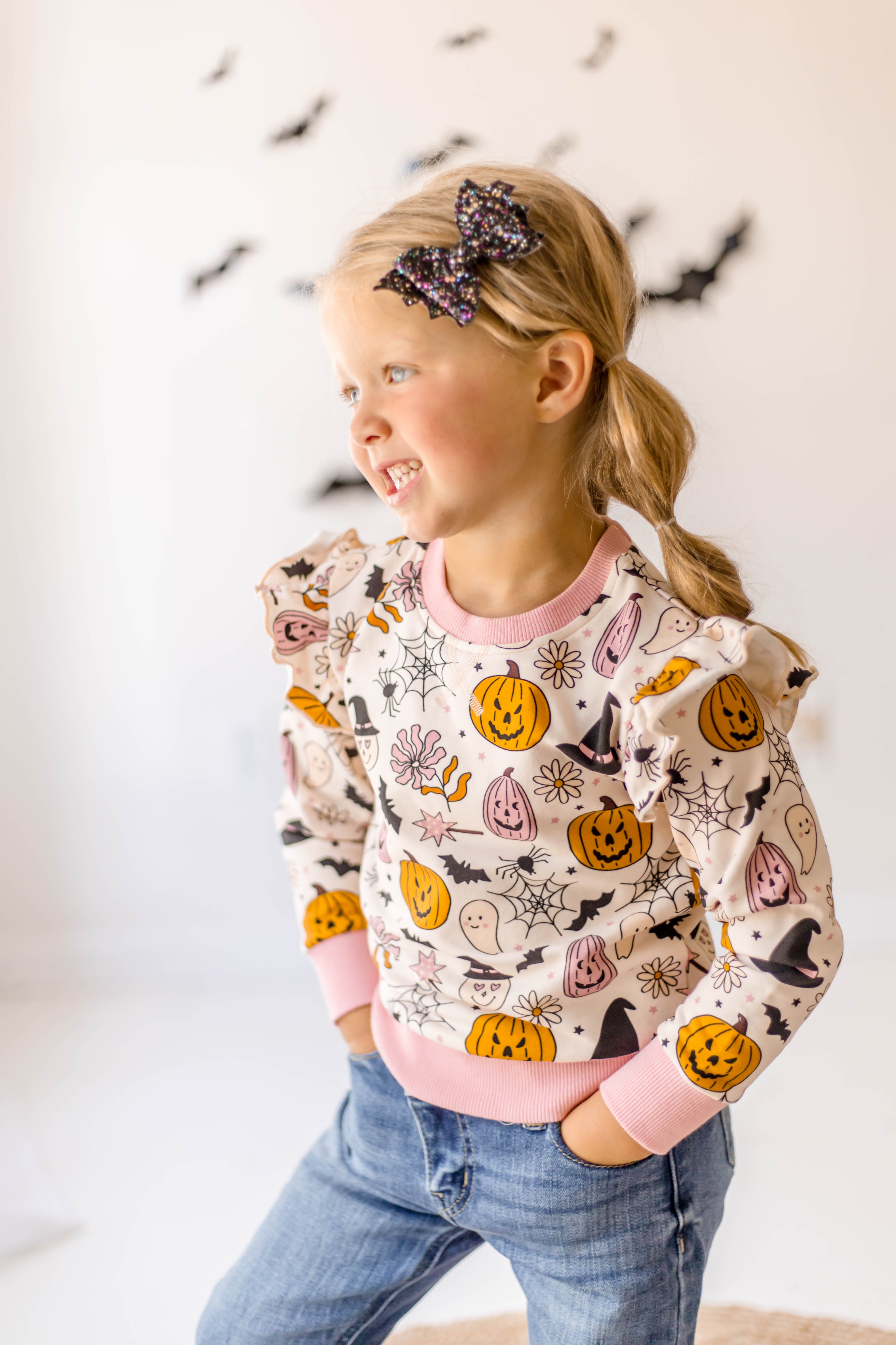 HALLOWEEN PLAYTIME GIRLS T-SHIRT SHORT SET - PURPLE