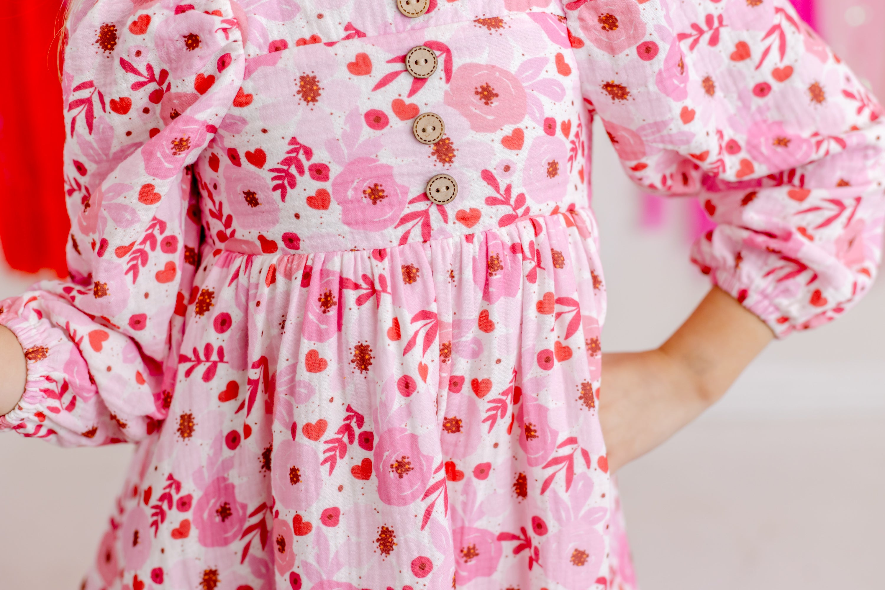 Puff Sleeve Gauze Dress - Sweet Rosebud