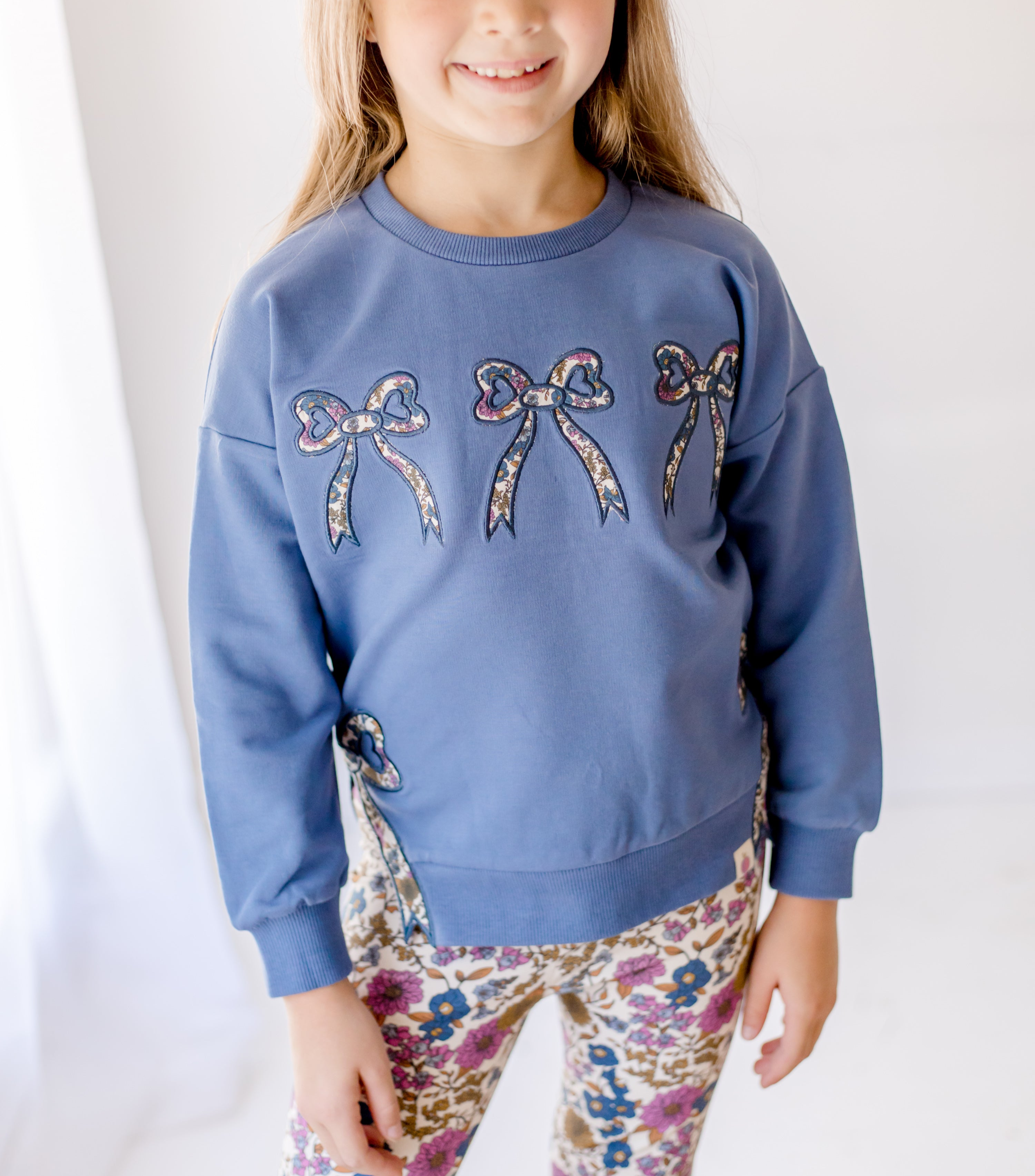 Bow Applique Sweater- Violet Fields (Pre-Order)