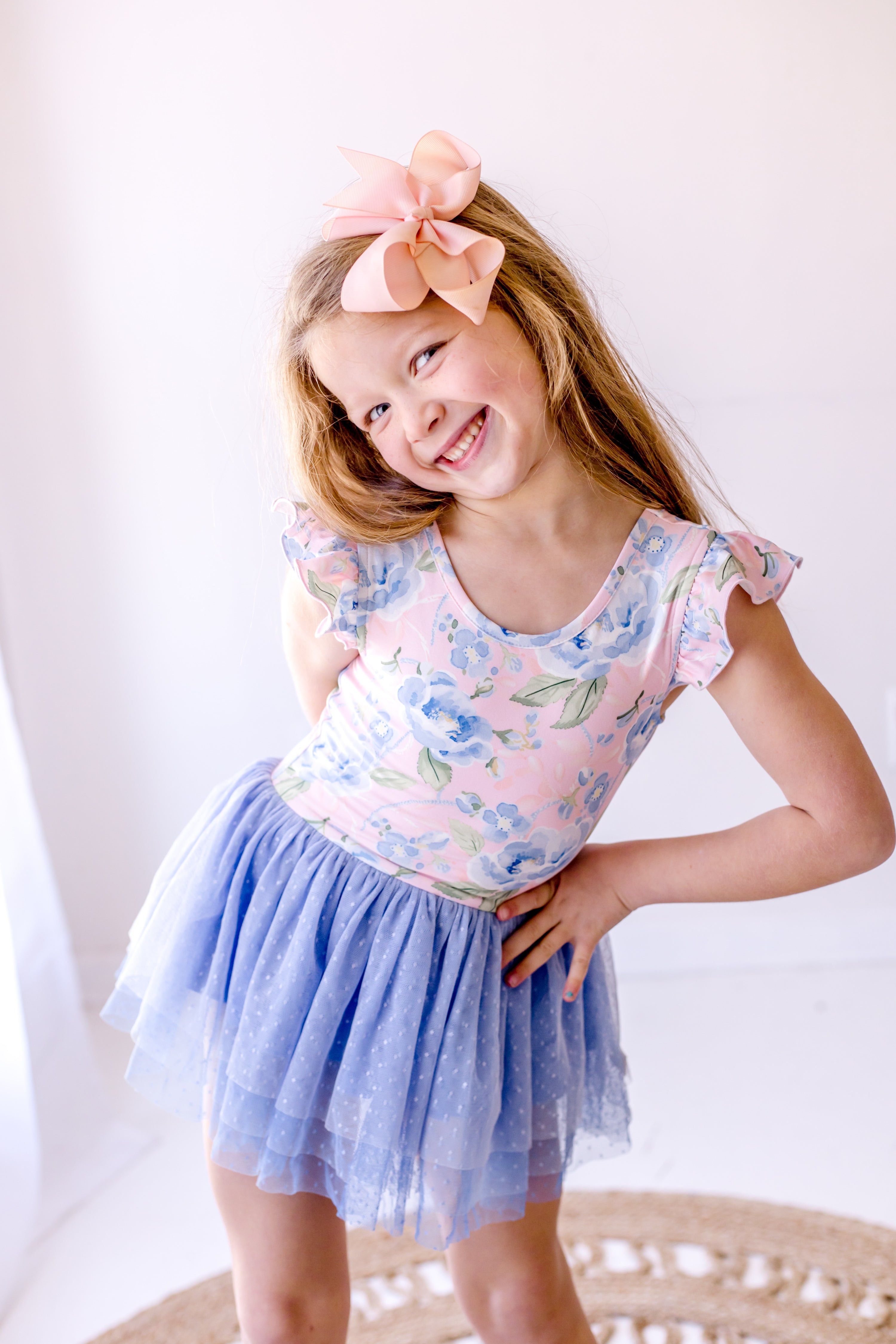 Farrah Tiered Leotard - Blush & Bloom