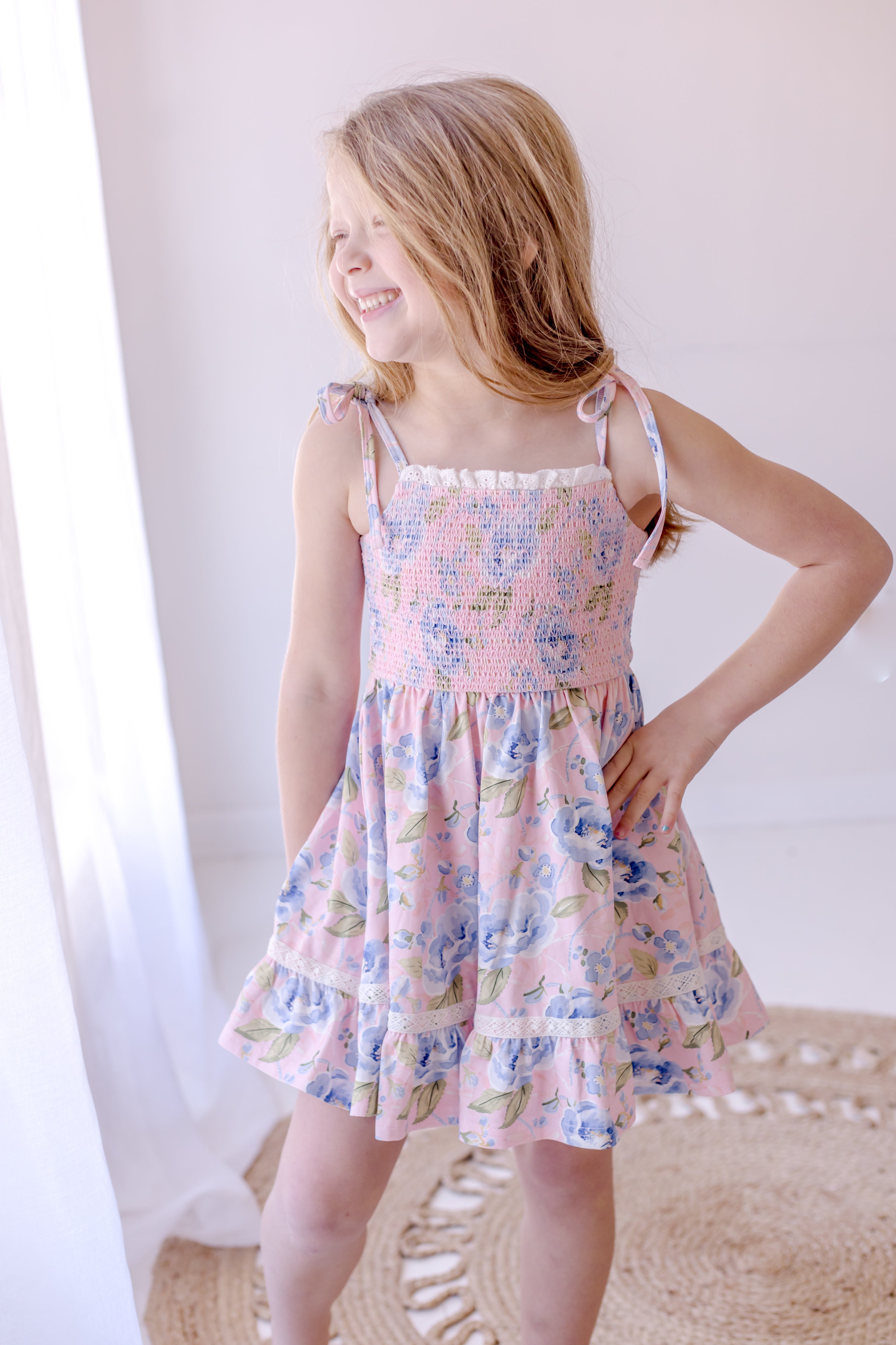 Elara Smocked Knit Dress - Blush & Bloom