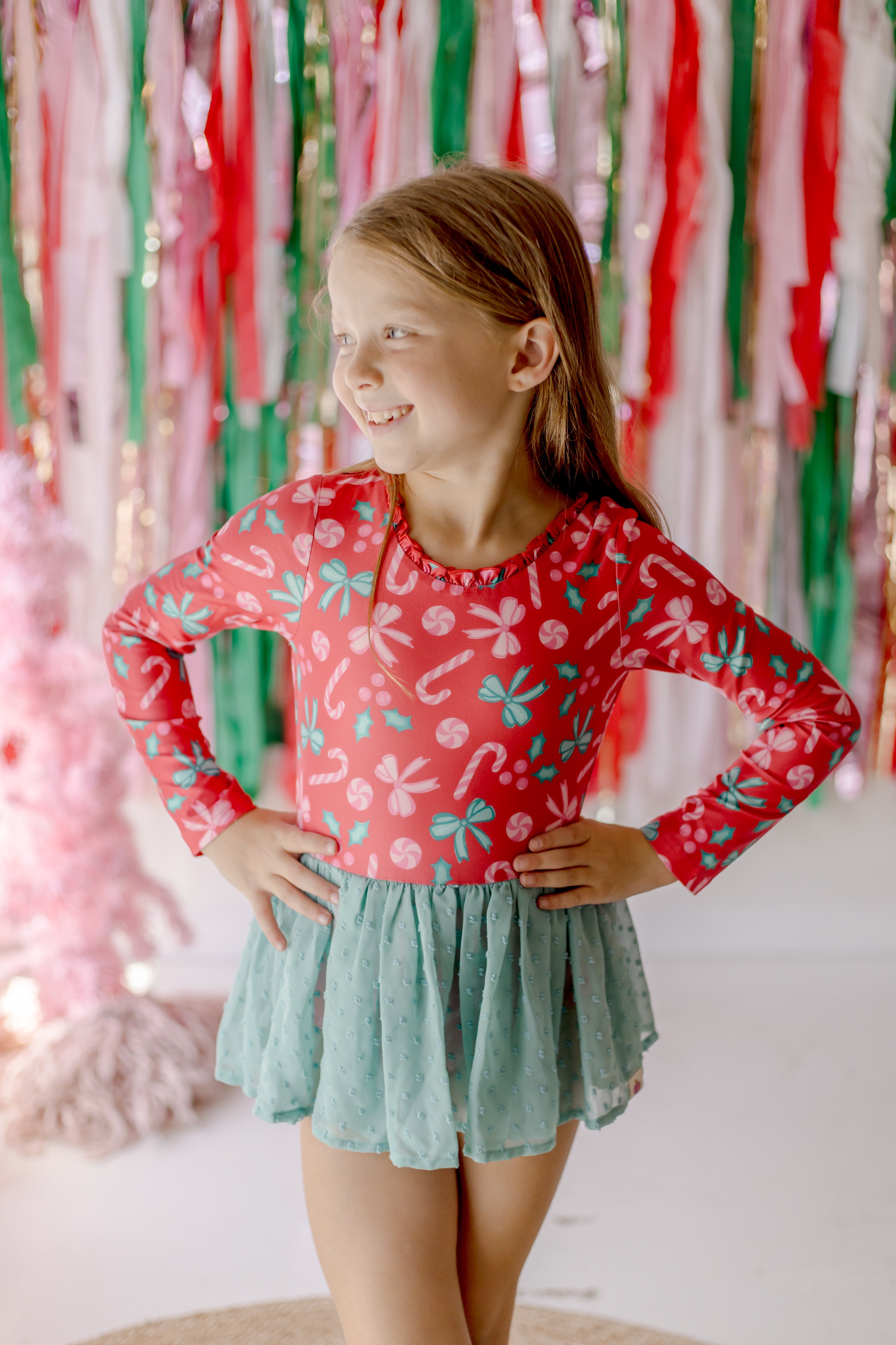 Farrah Clipdot Leotard - Peppermint Parade