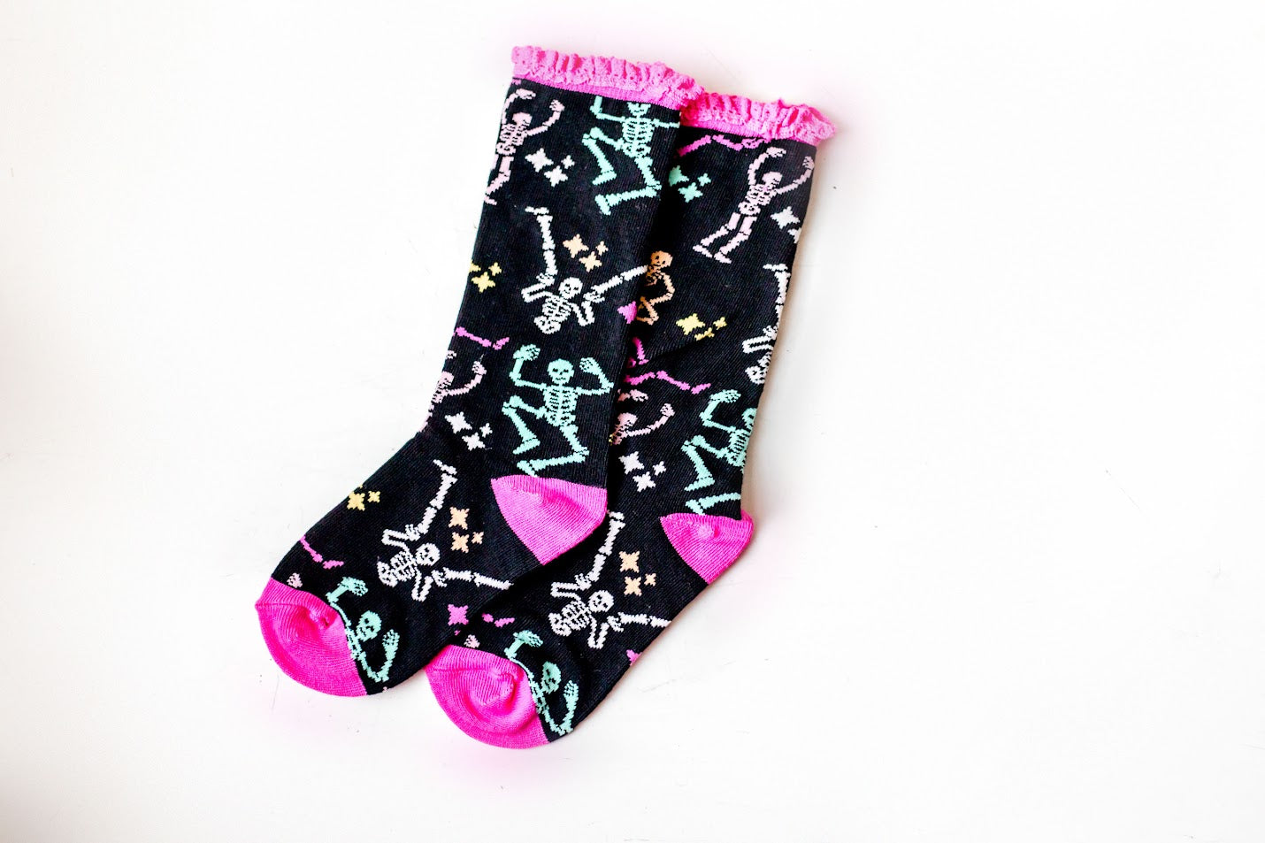 Lace Knee High Socks - Skele-Fiesta Fun