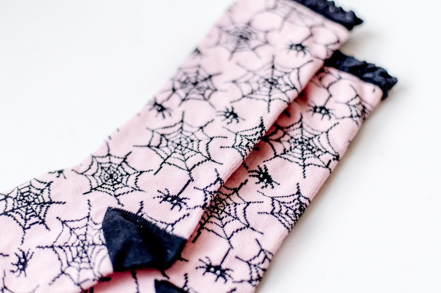 Lace Knee High Socks - Bubblegum Webs