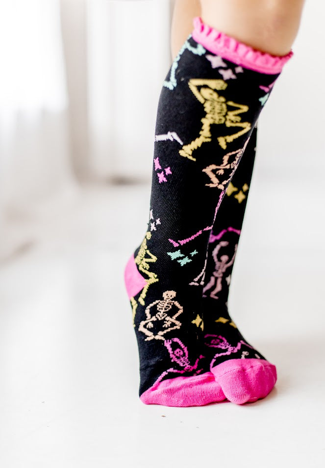 Lace Knee High Socks - Skele-Fiesta Fun