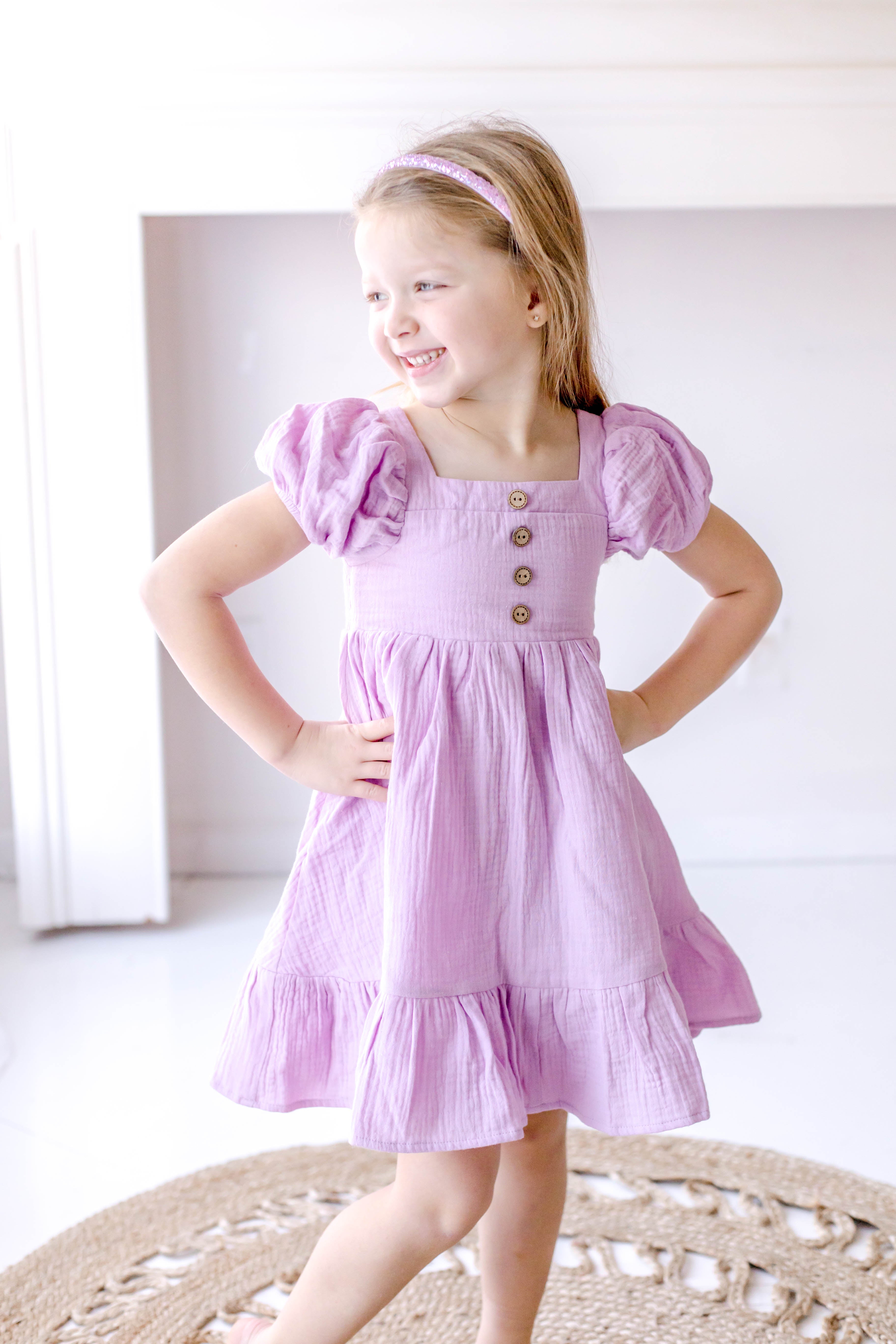 Puff Sleeve Gauze Dress - Lush Lavender