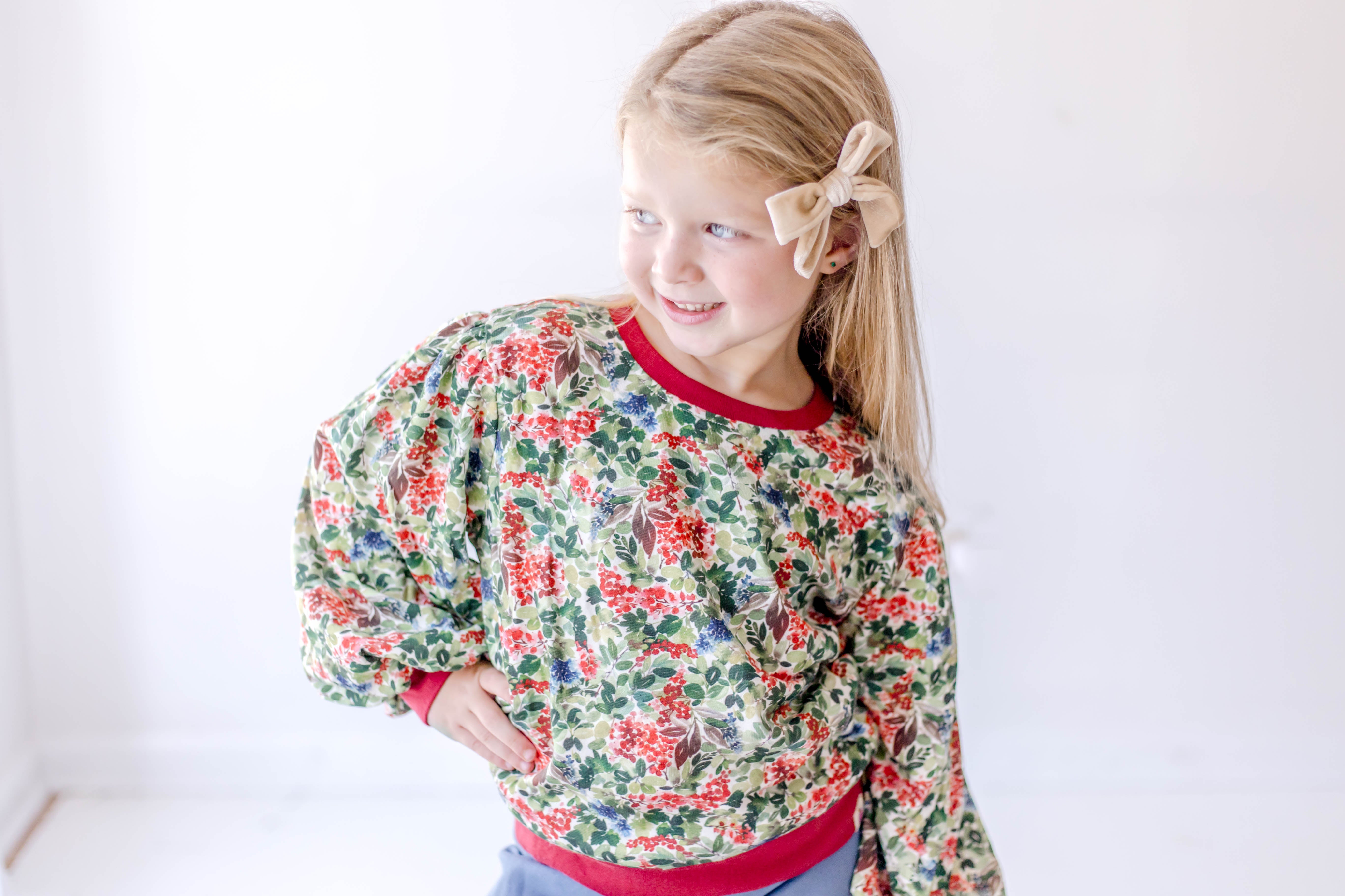 Puff Sleeve Sweater - Crimson Noel