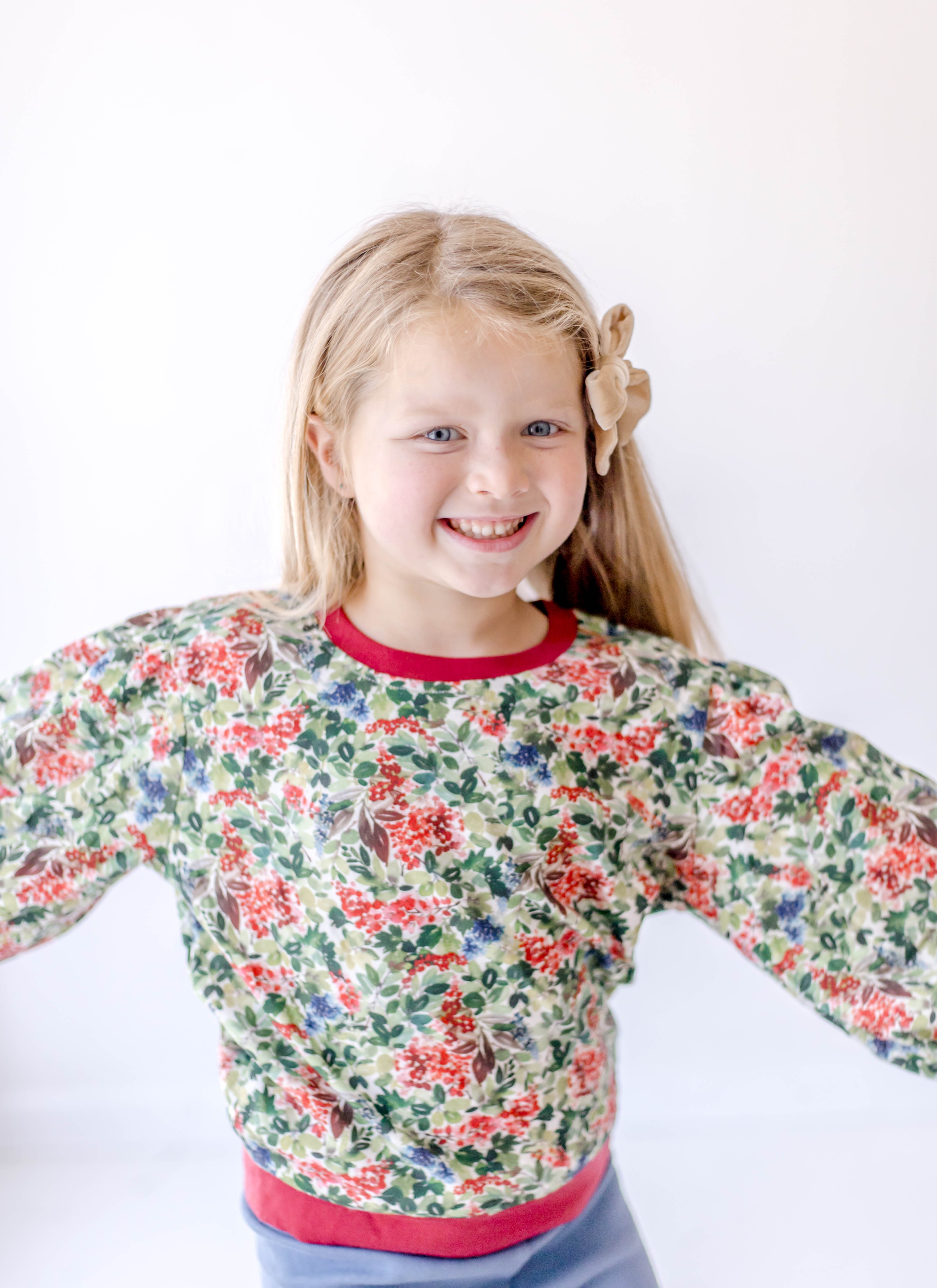 Puff Sleeve Sweater - Crimson Noel