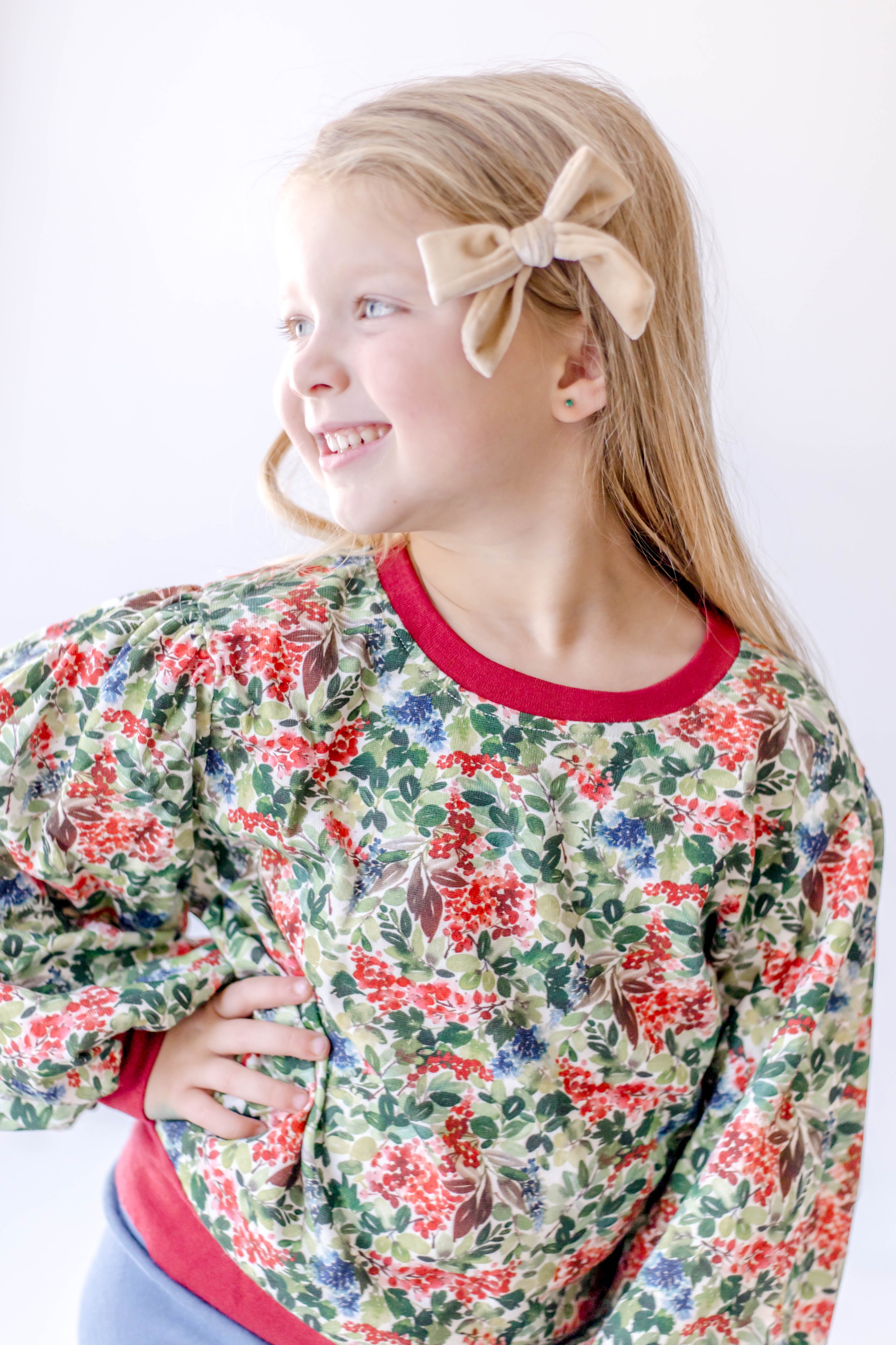 Puff Sleeve Sweater - Crimson Noel