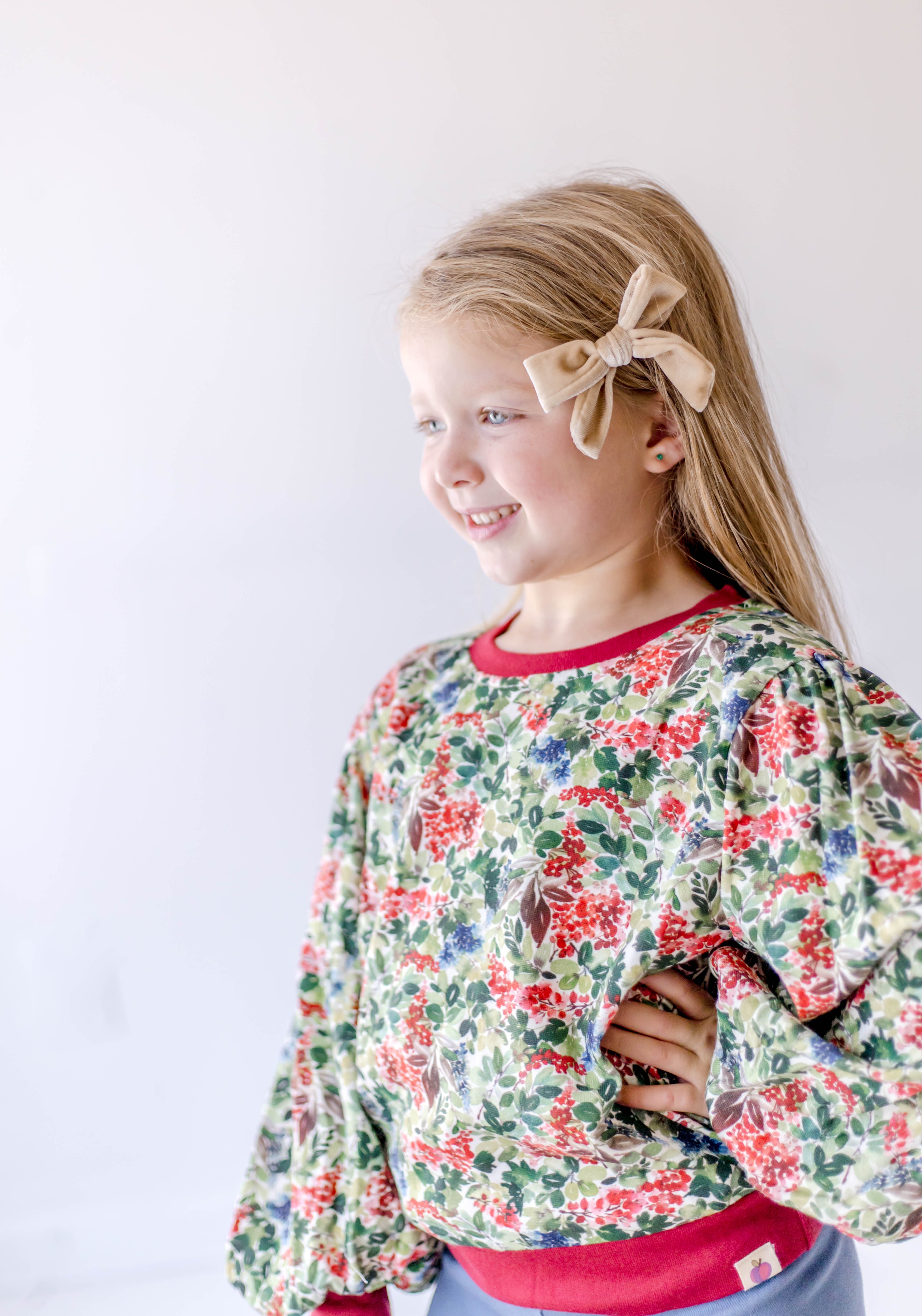 Puff Sleeve Sweater - Crimson Noel