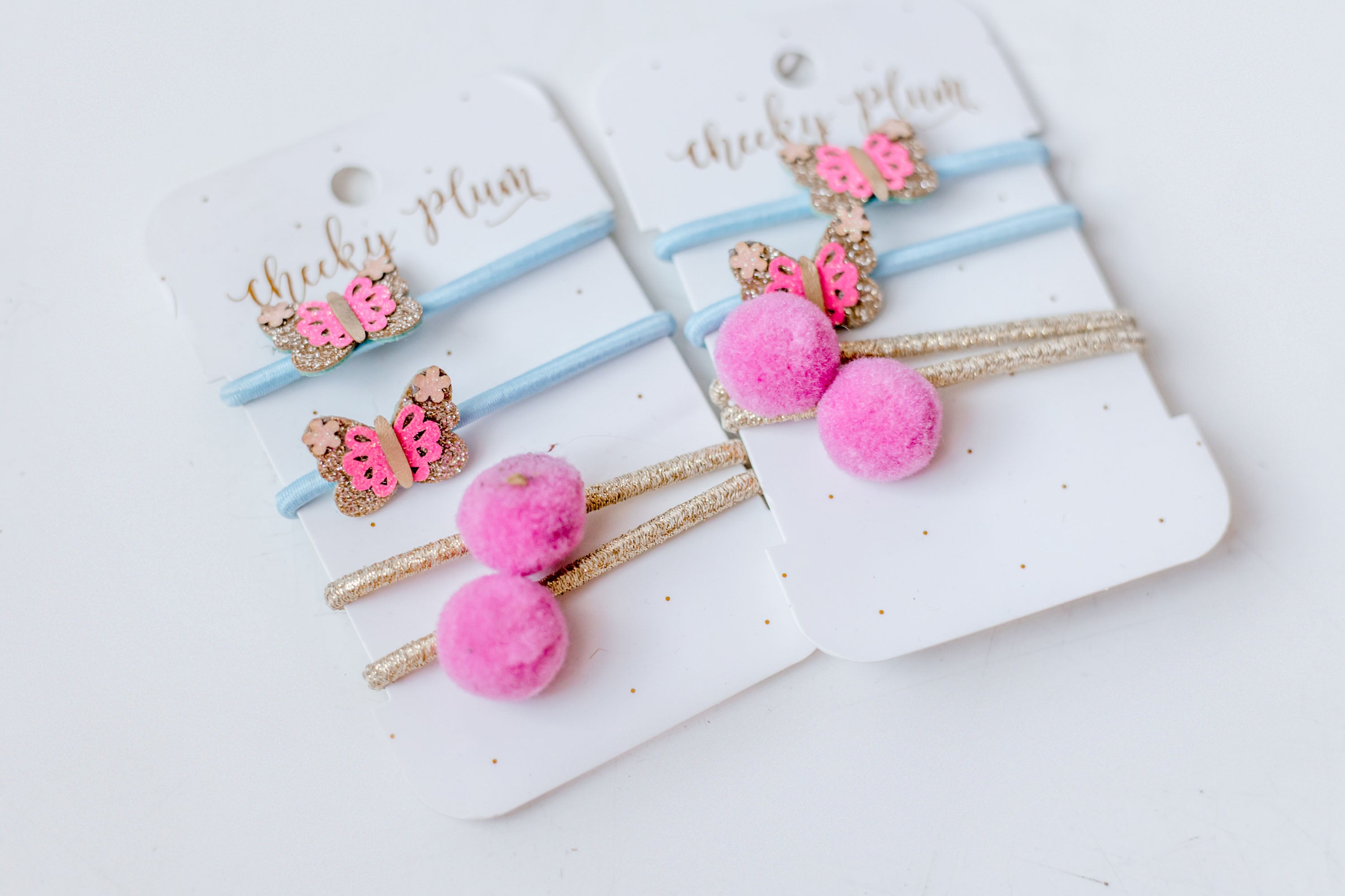 Butterfly Pom Pom Ponytail Holders