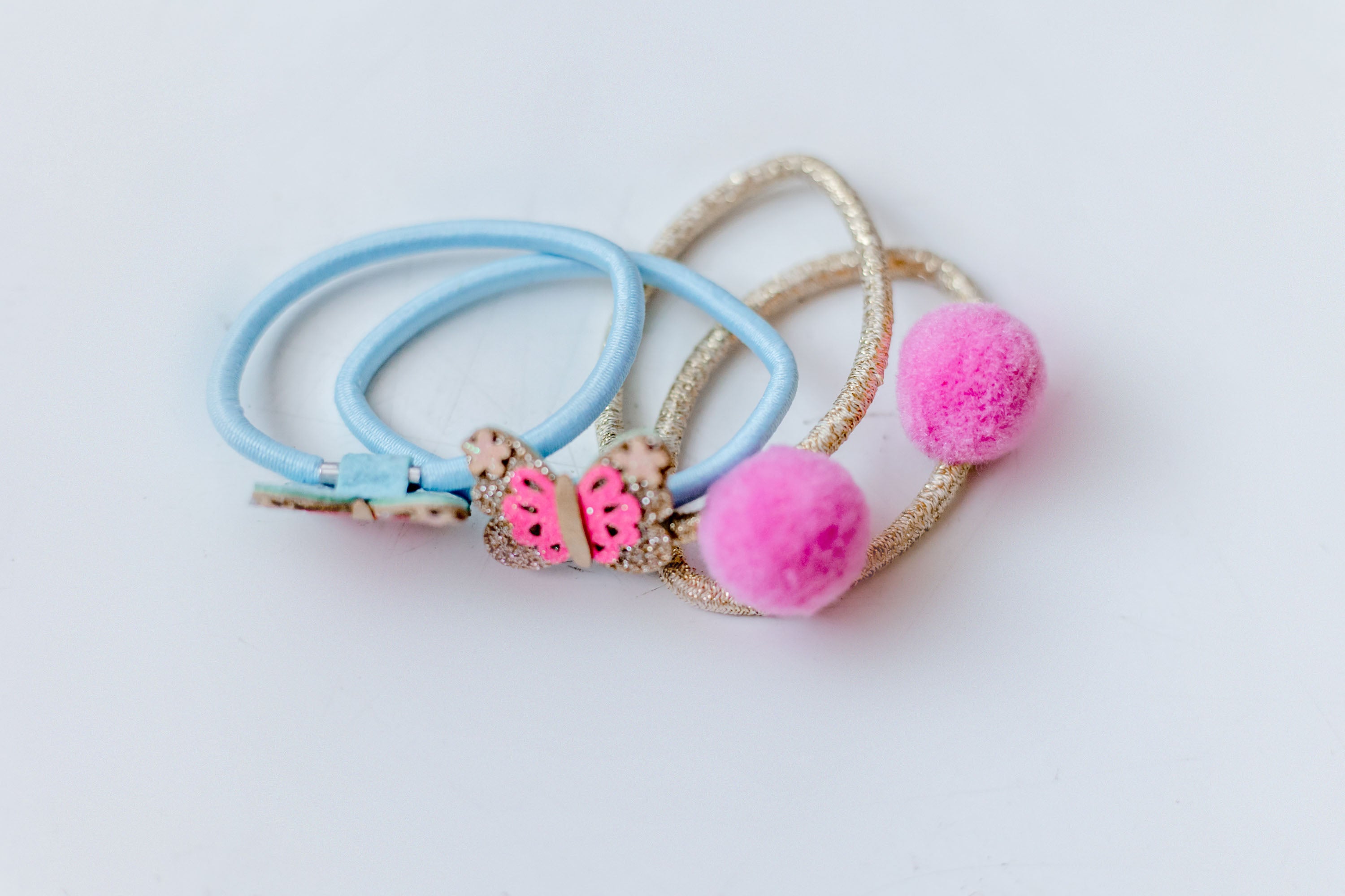 Butterfly Pom Pom Ponytail Holders