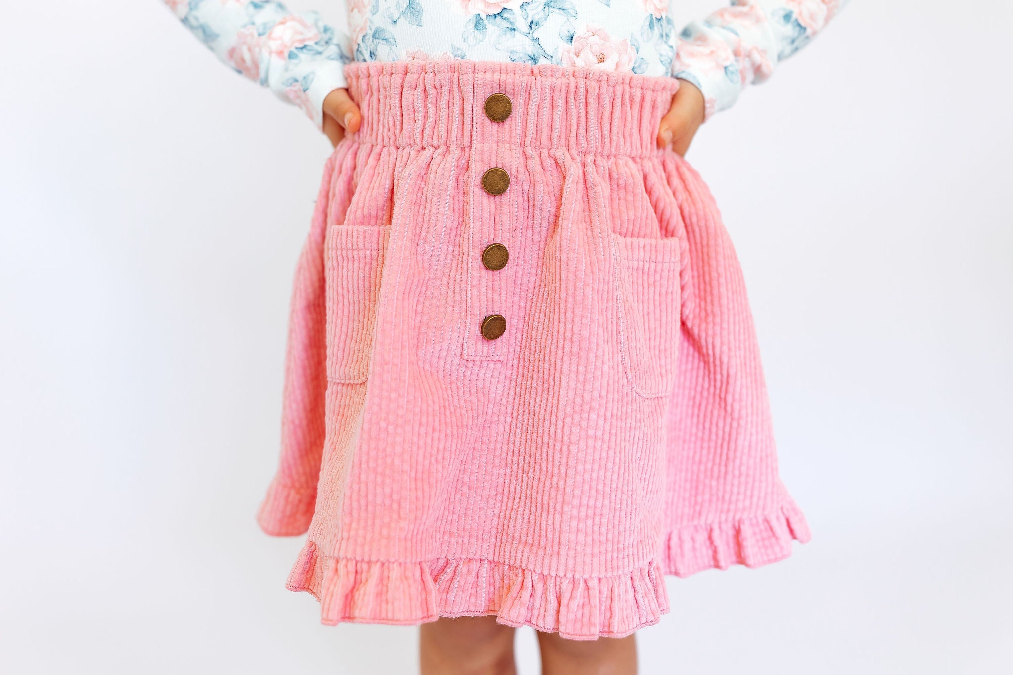 Vienna Corduroy Skirt - Blooming Grace – Cheeky Plum