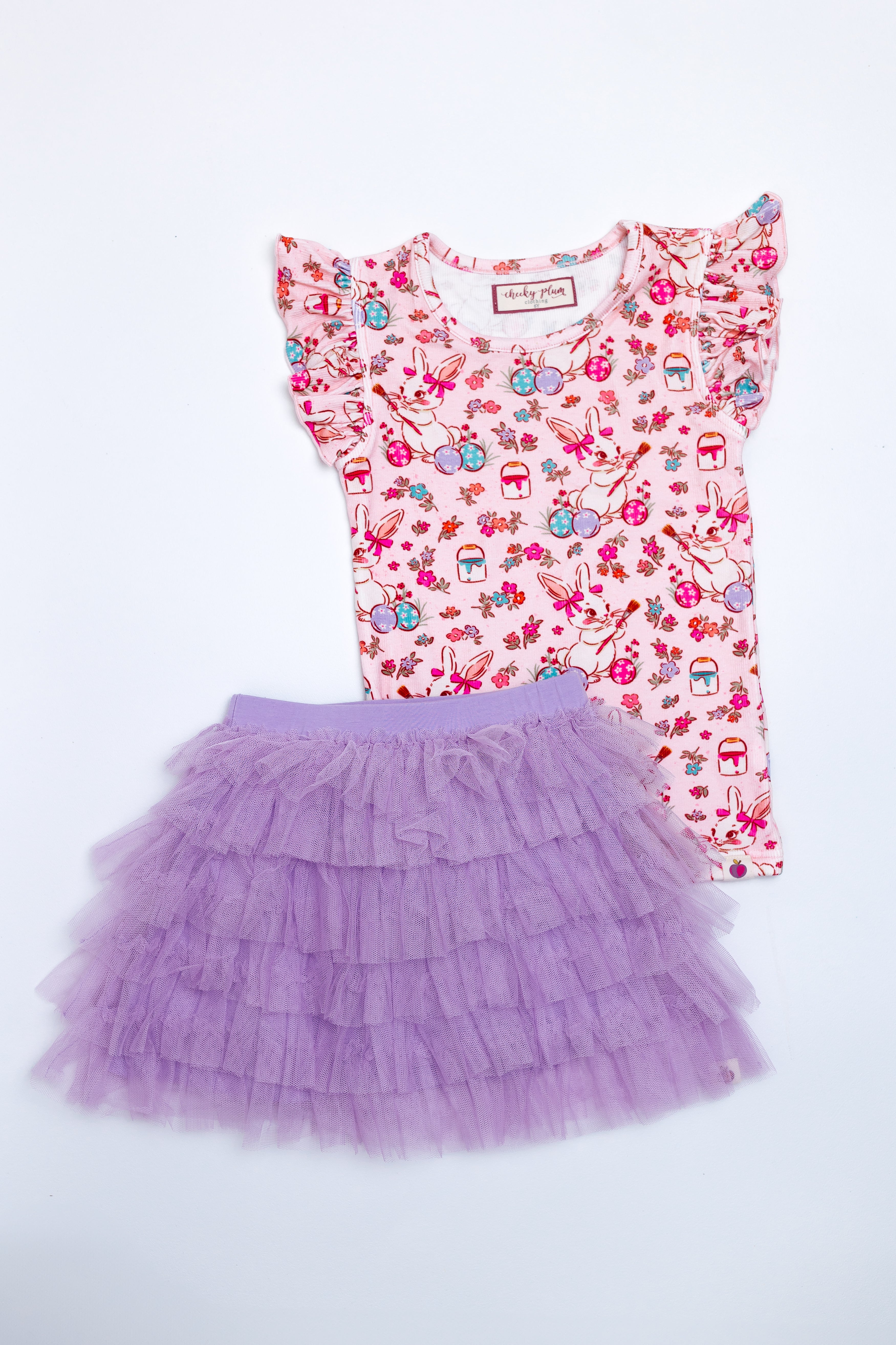 Ribbed Ruffle Top - Painted Egg Parade