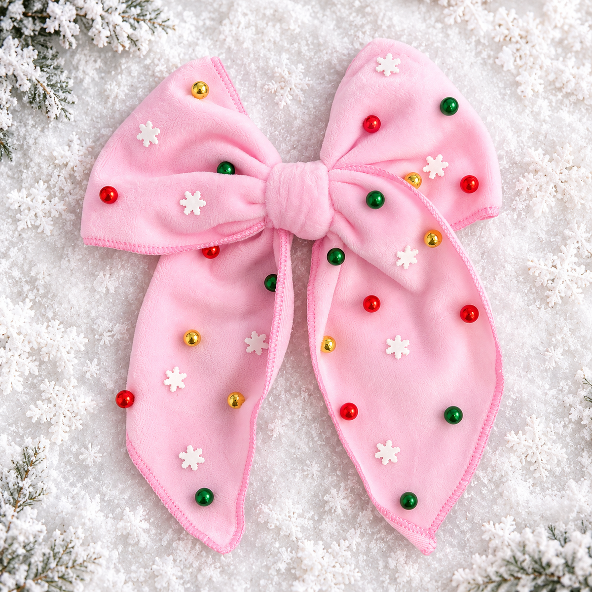 Sugarplum Snowflake Velvet Bow