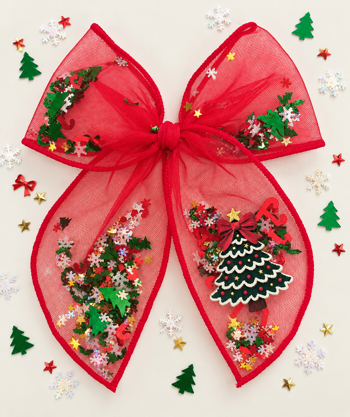 Christmas Tree Confetti Shaker Bow