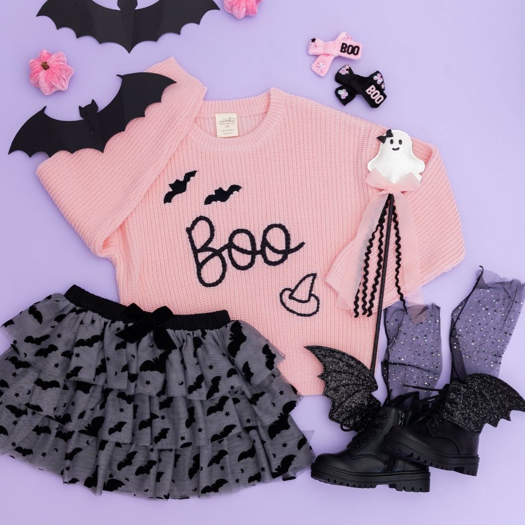 Sweet Wink Tutu - Halloween Flocked Bats