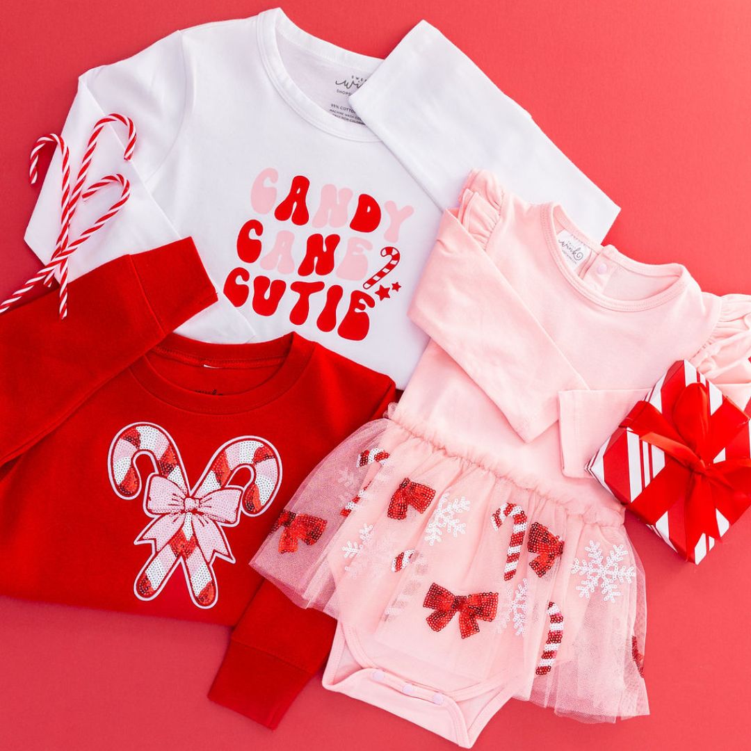 Sweet Wink Long Sleeve Shirt - Candy Cane Cutie