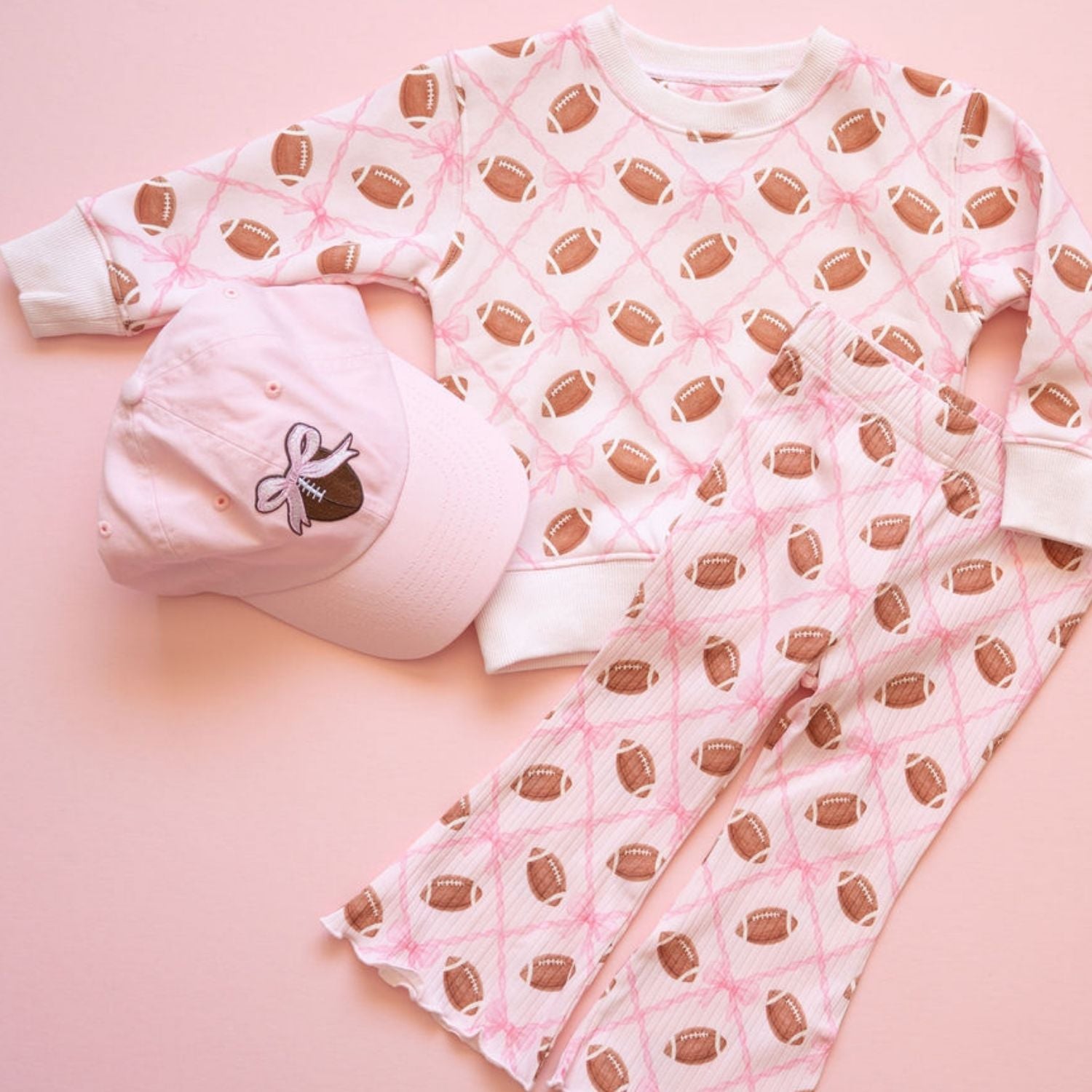 Sweet Wink Sweatshirt - Pink Football Trellis